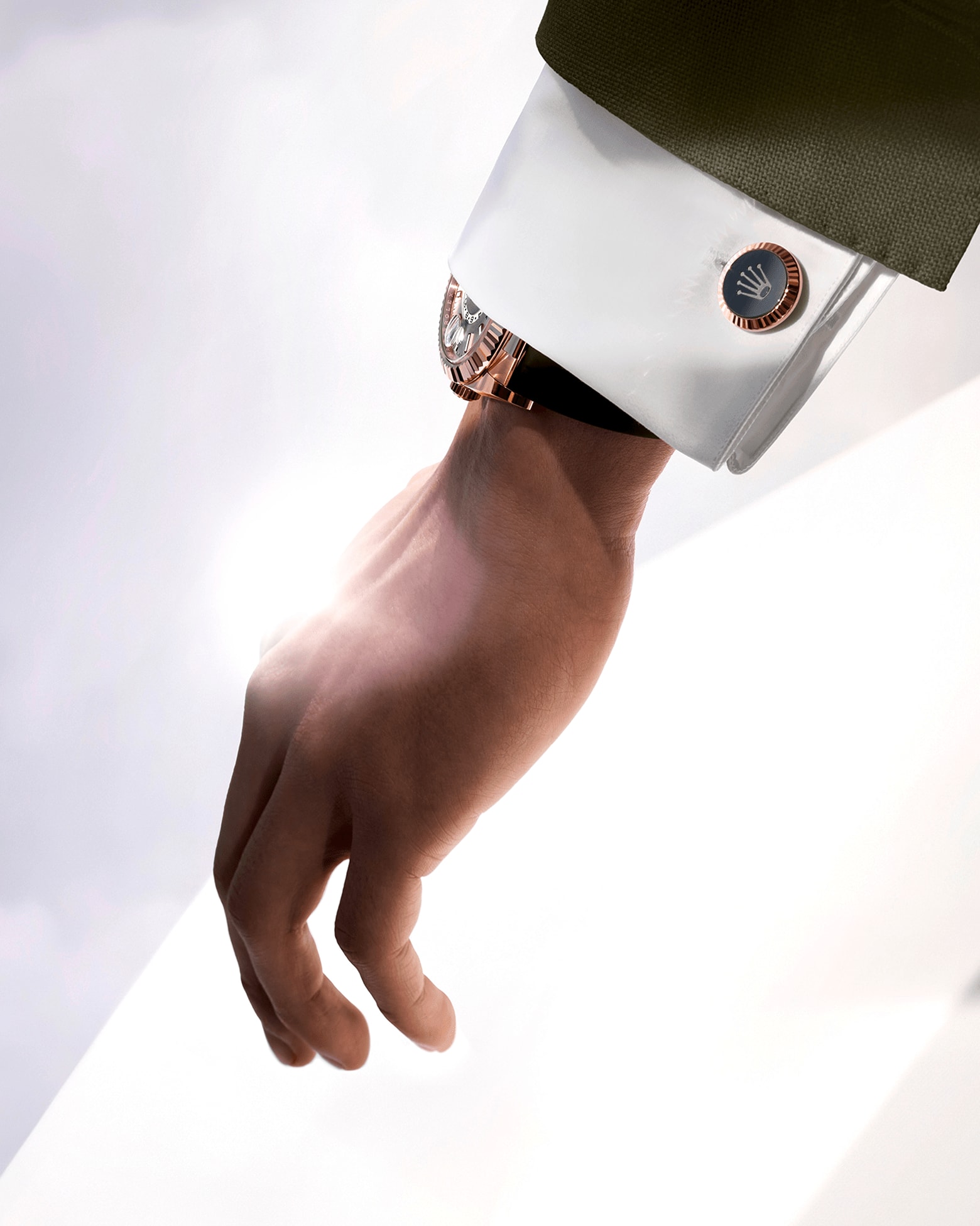 Manschettenknöpfe „Riffeldesign“ am Handgelenk