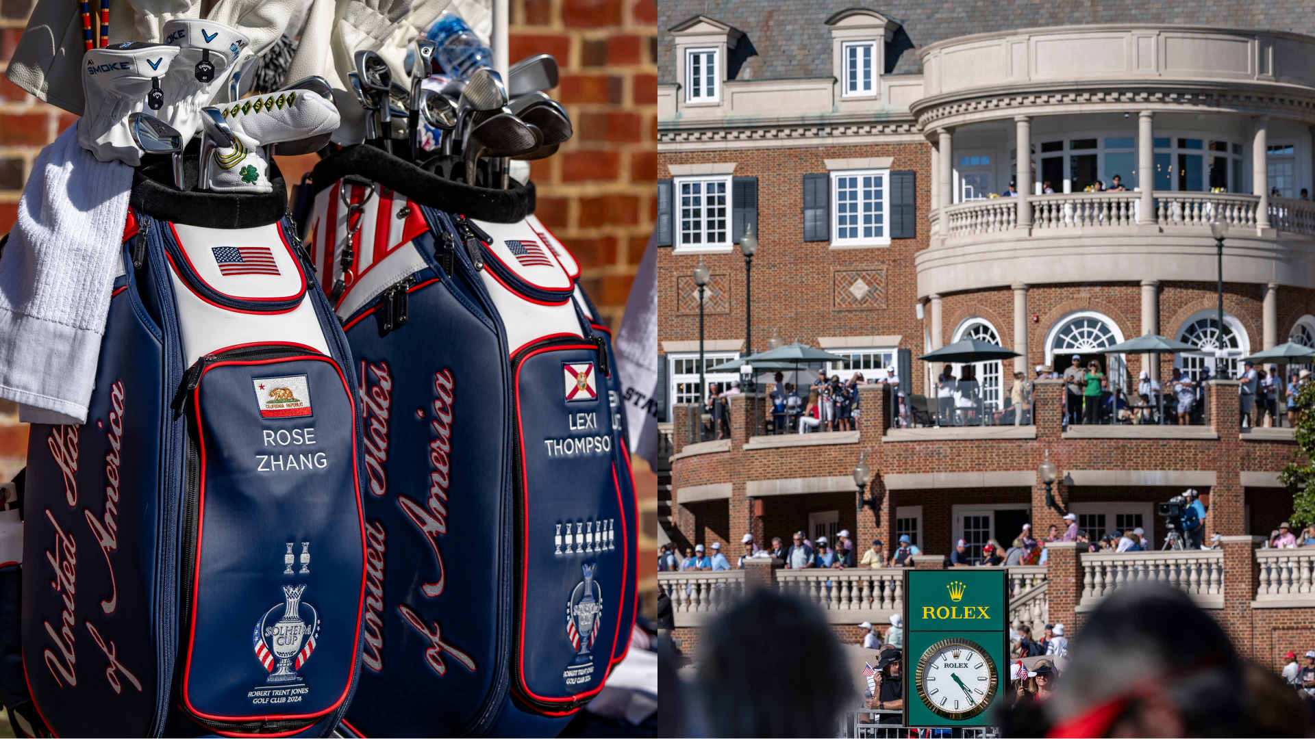 Golf bags and ambiance at the Solheim Cup