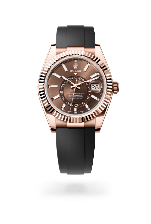 Rolex Sky-Dweller Rose Gold Oysterflex Chocolate & White 336235