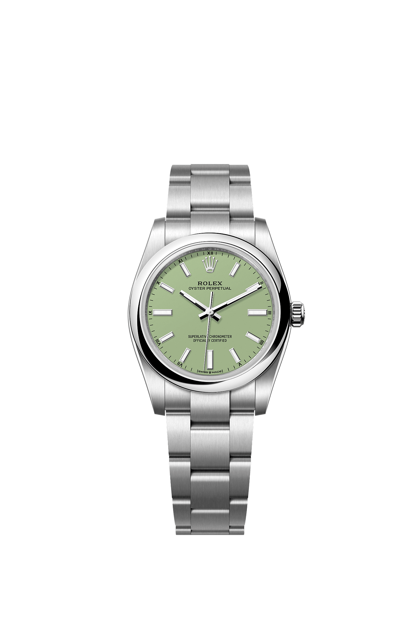 Oyster Perpetual 34, Oyster, 34 mm, stal Oystersteel, Tarcza : <i>Pistachio</i>, Rolex