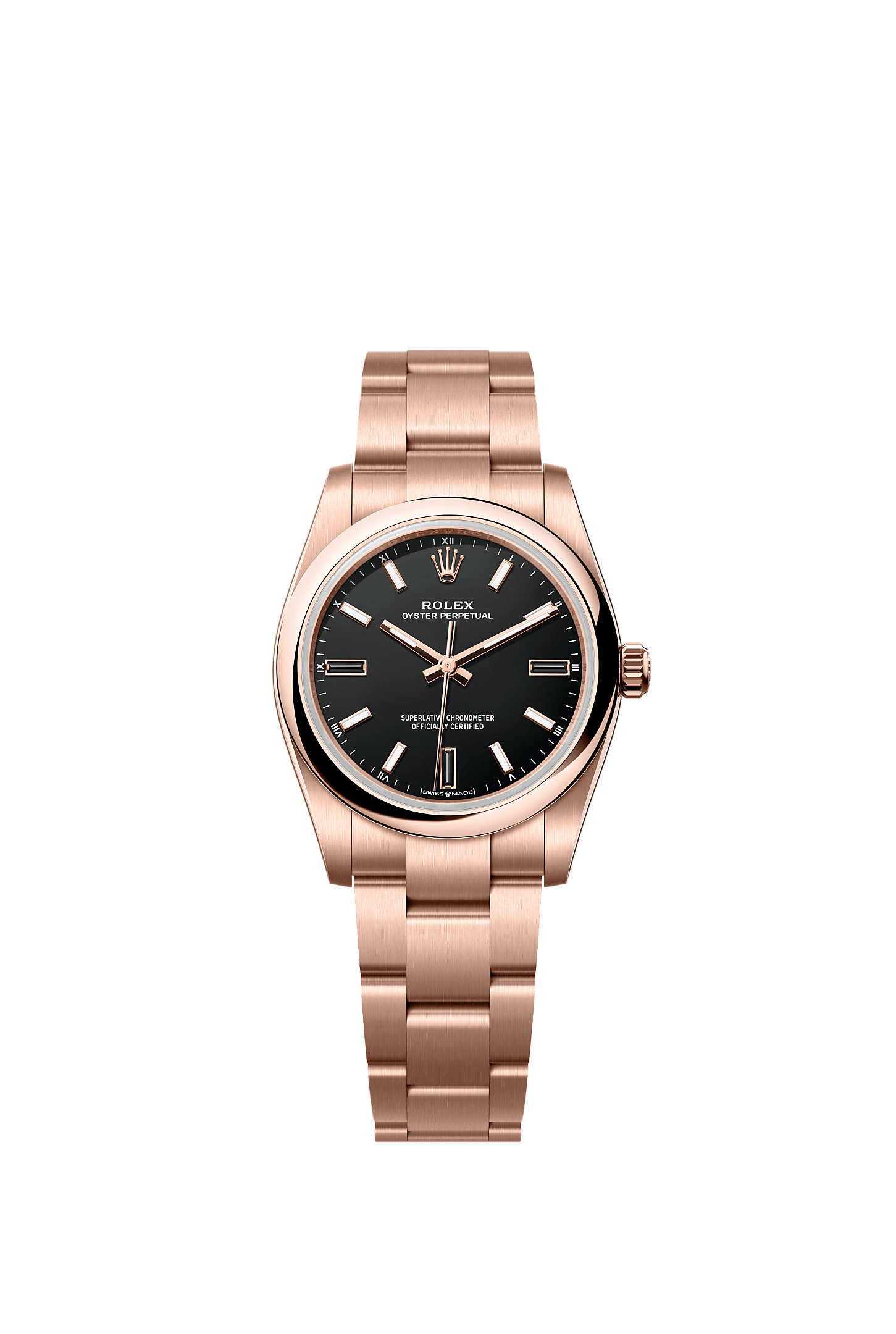Oyster Perpetual 34, Oyster, 34 mm, Everose-Gold, Zifferblatt : Schwarz, Rolex