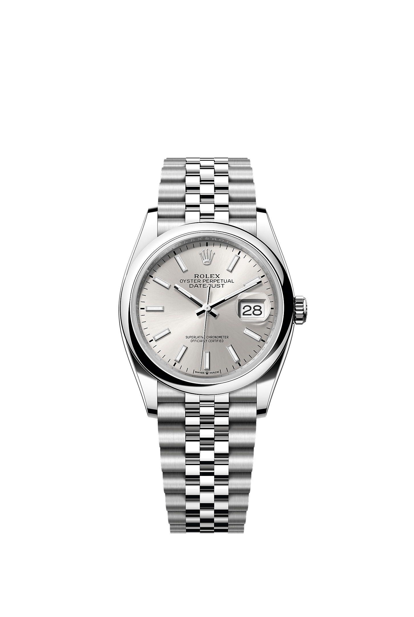 Datejust 36, Oyster, 36 mm, Oystersteel çelik, Kadran : Gümüş, Rolex