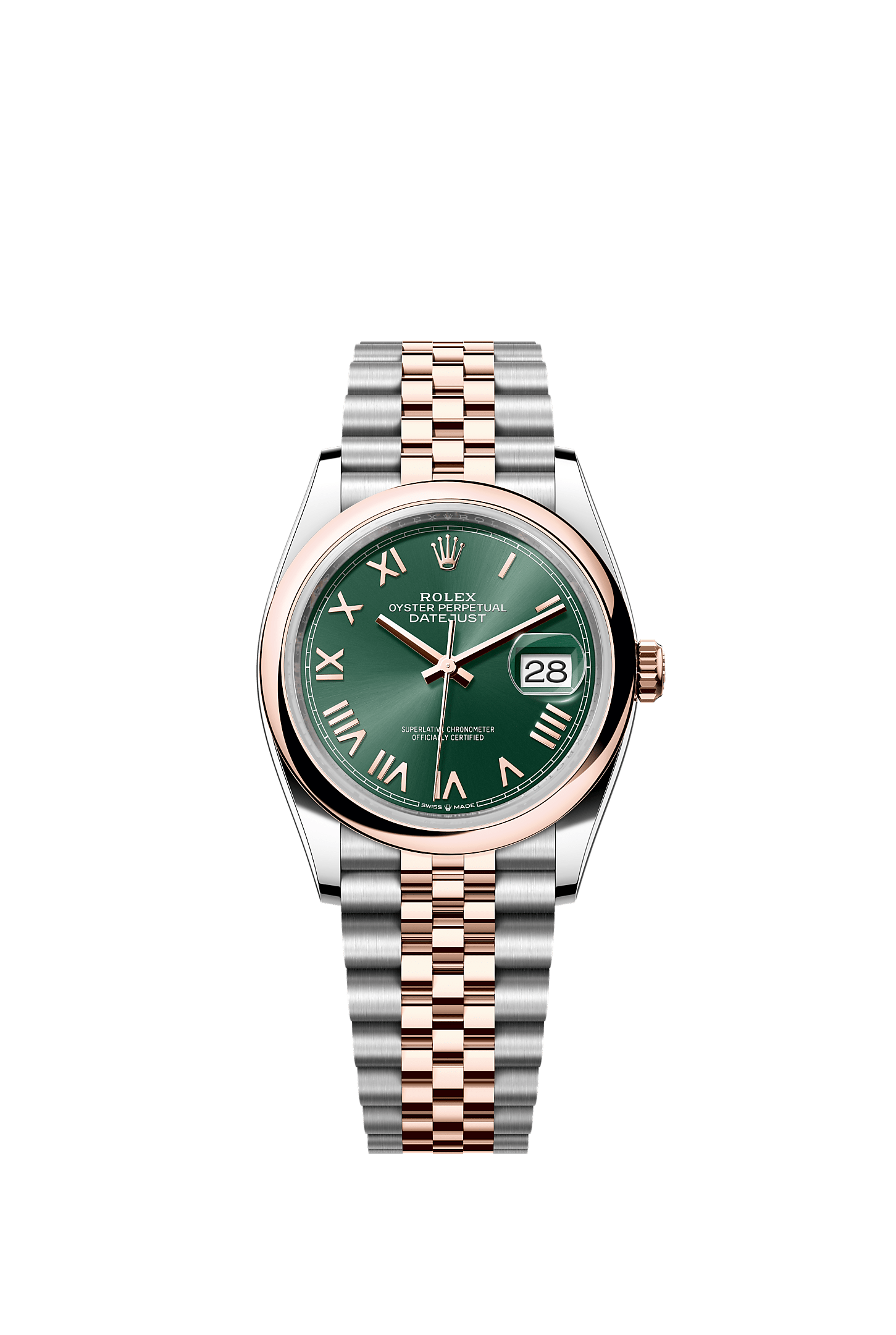 Datejust 36, Oyster, 36 mm, Oystersteel and Everose gold, Dial : Mint green, Rolex