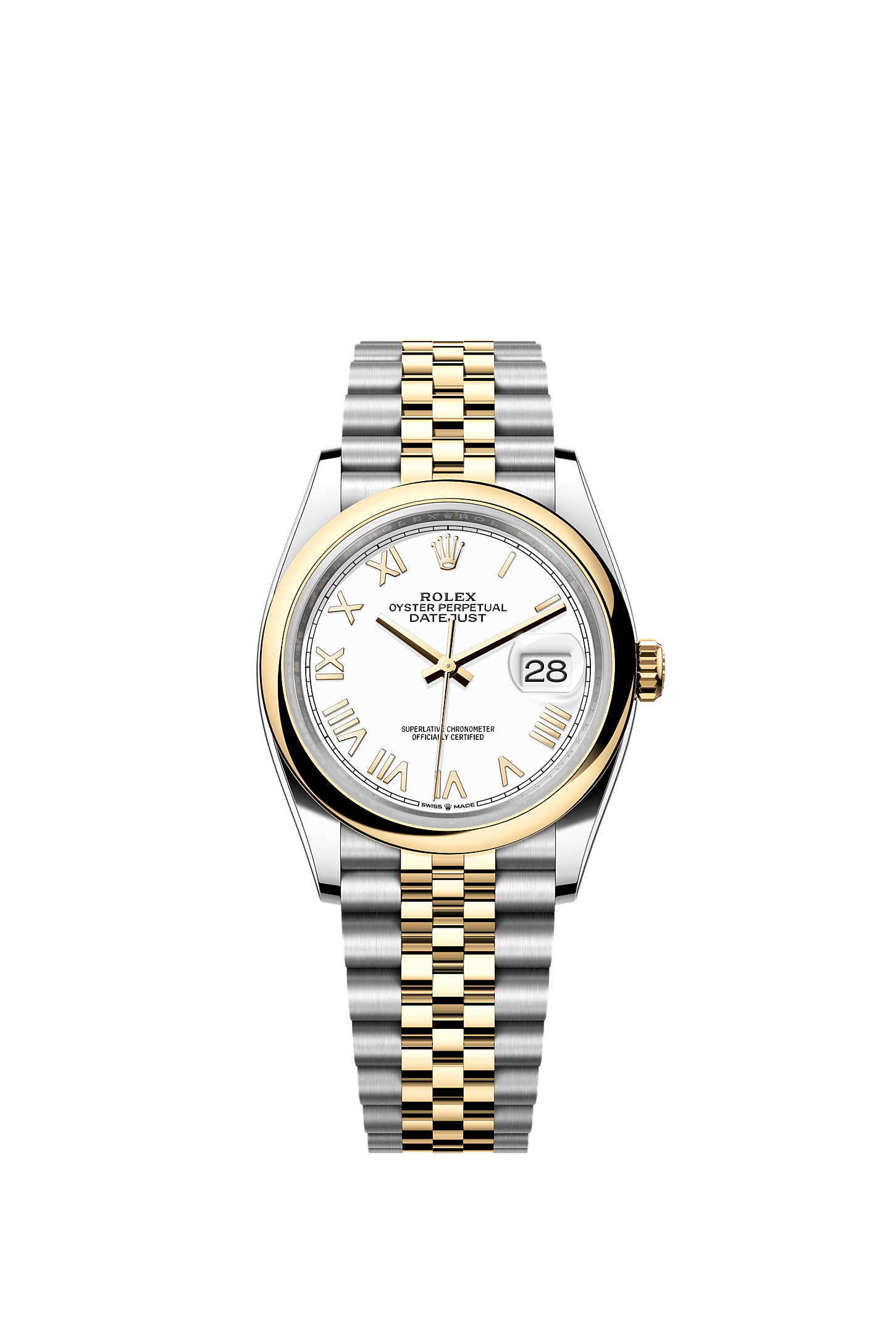 Datejust 36, Oyster, 36 mm, acero Oystersteel y oro amarillo, Esfera : Blanca, Rolex