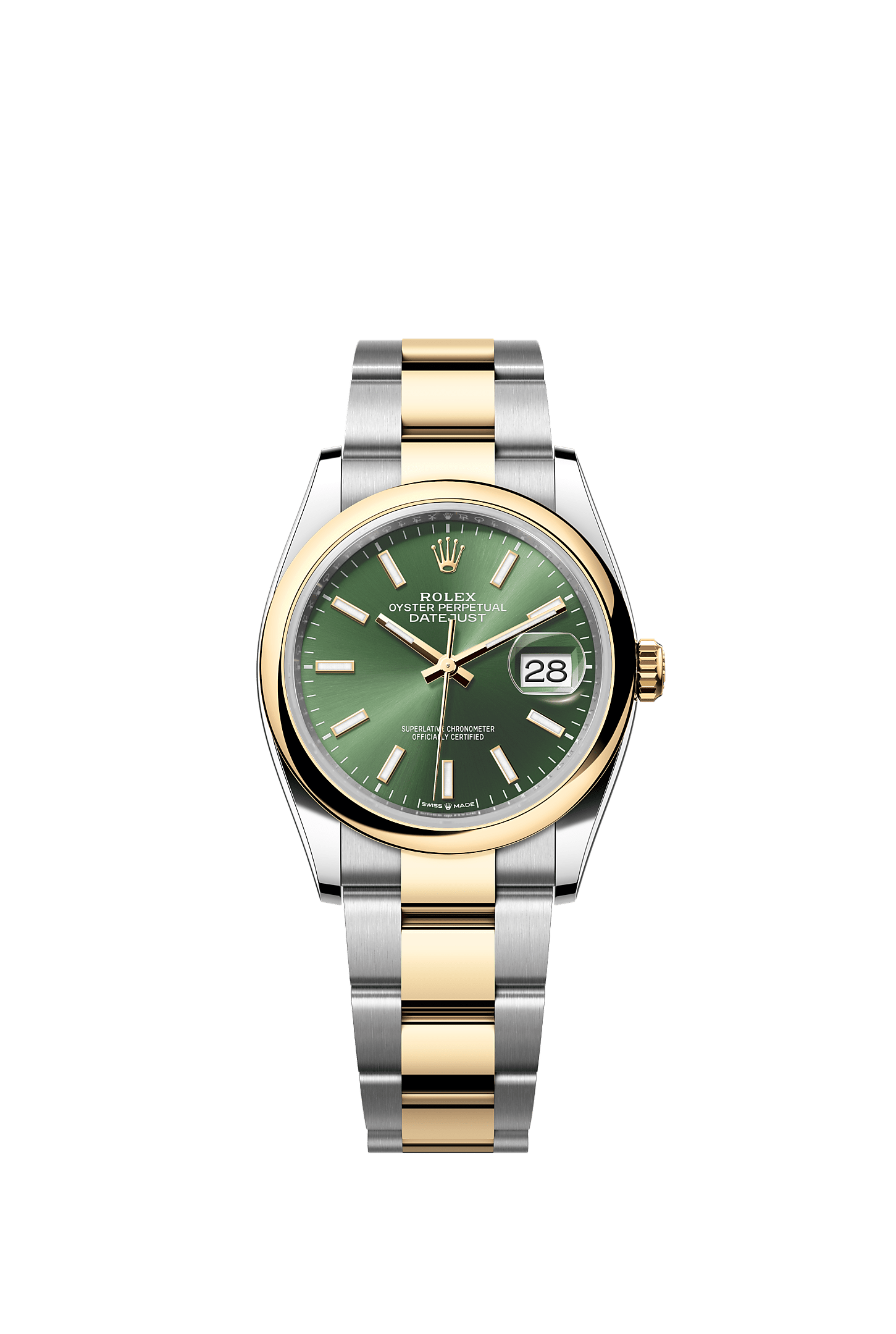 Datejust 36, Oyster, 36 mm, acciaio Oystersteel e oro giallo, Quadrante : Verde oliva, Rolex