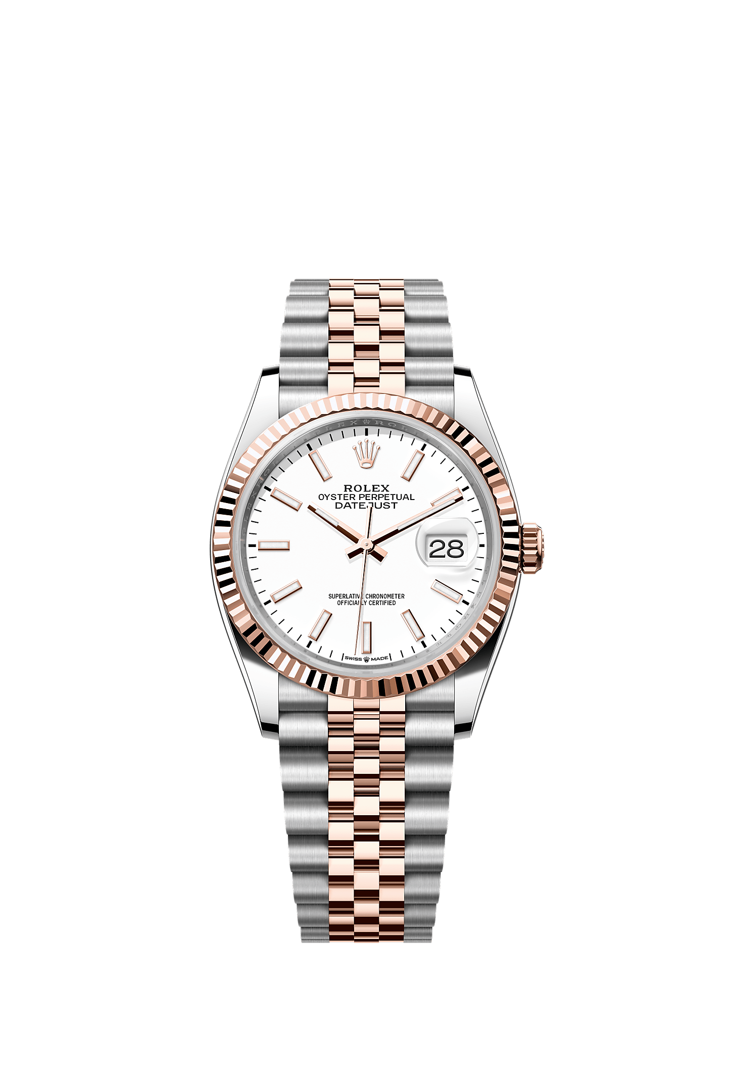 Datejust 36, Oyster, 36 mm, Oystersteel and Everose gold, Dial : White, Rolex