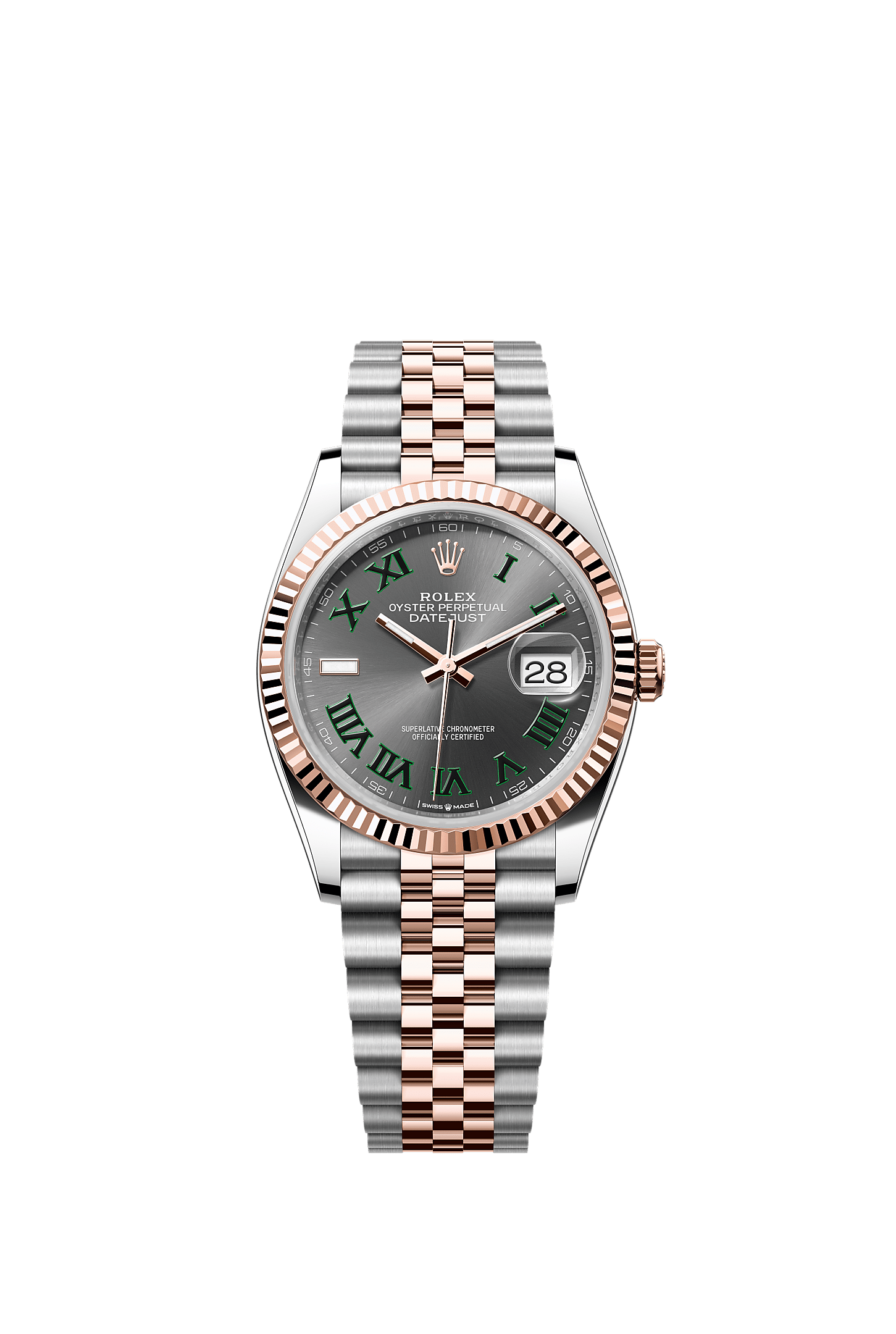 デイトジャスト 36, オイスター、36 mm、オイスタースチール＆エバーローズゴールド, ダイアル : スレート, Rolex
