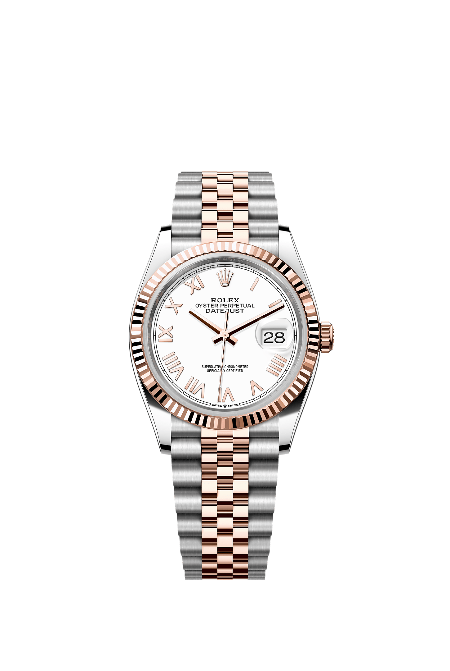 Datejust 36, Oyster, 36 mm, Oystersteel and Everose gold, Dial : White, Rolex