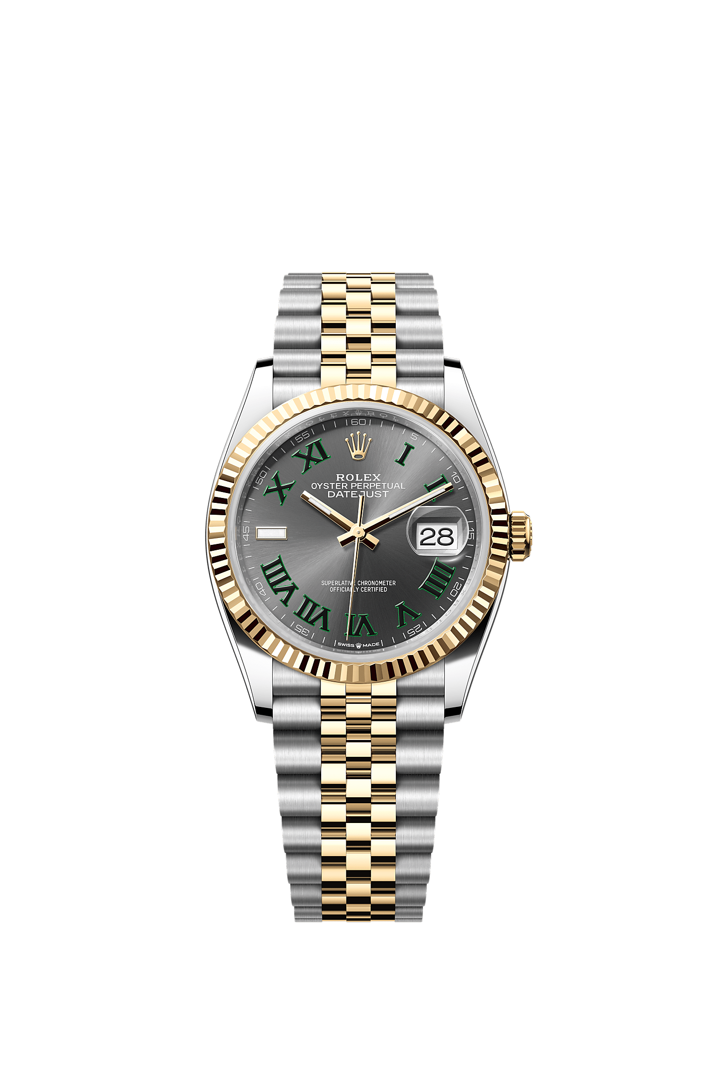 Datejust 36, 蠔式，36毫米，黃金及蠔式鋼, 錶面 : 石板灰色, Rolex