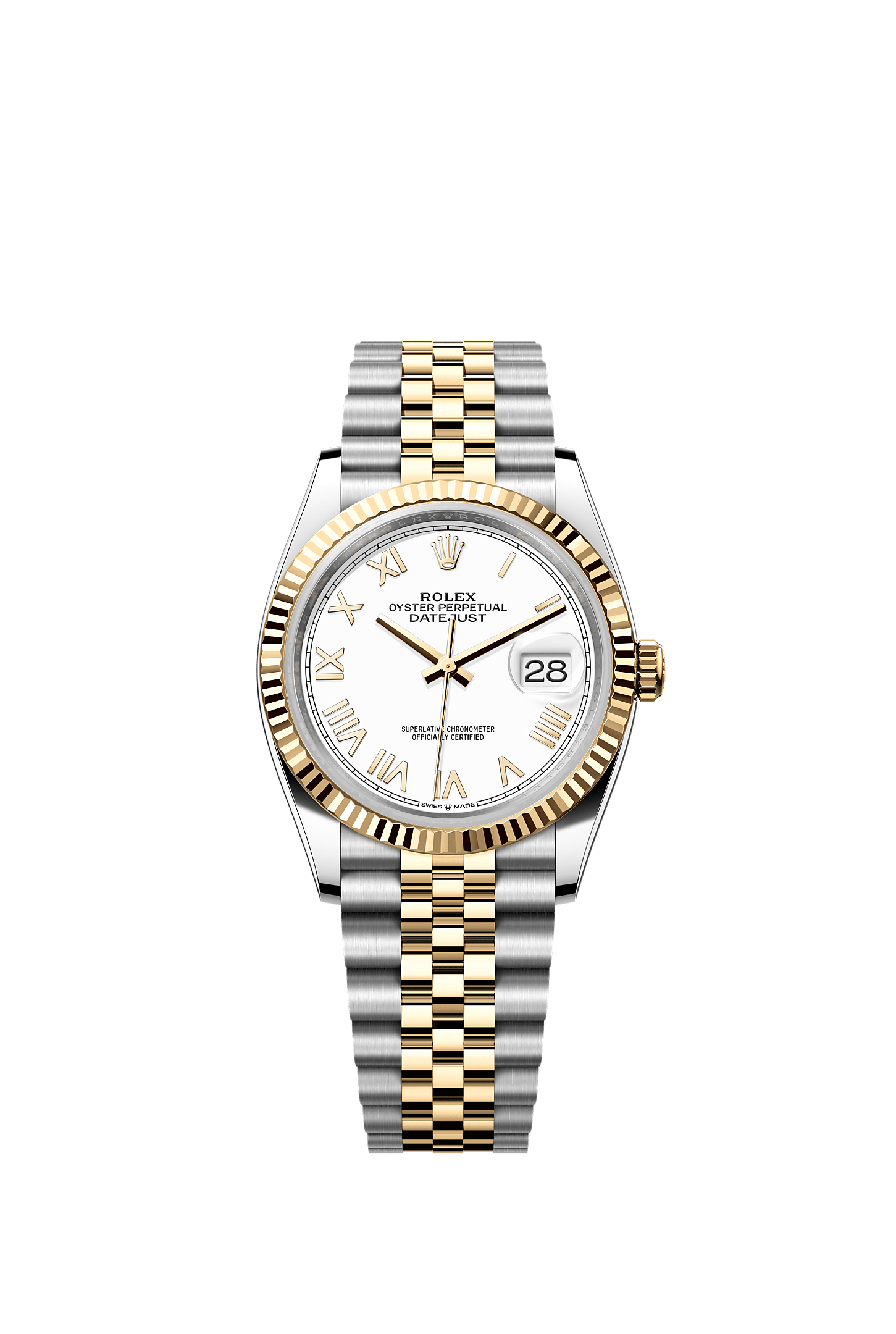 Datejust 36, Oyster, 36 มม., Oystersteel และทองคำ, หน้าปัด : สีขาว, Rolex