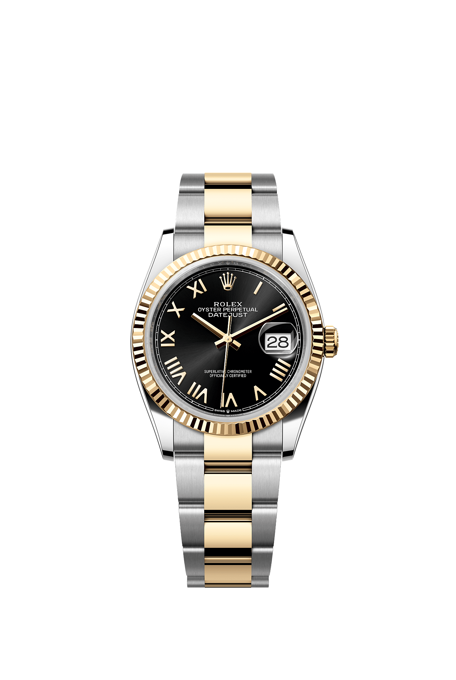 Datejust 36, Oyster, 36 mm, acciaio Oystersteel e oro giallo, Quadrante : Nero vivo, Rolex