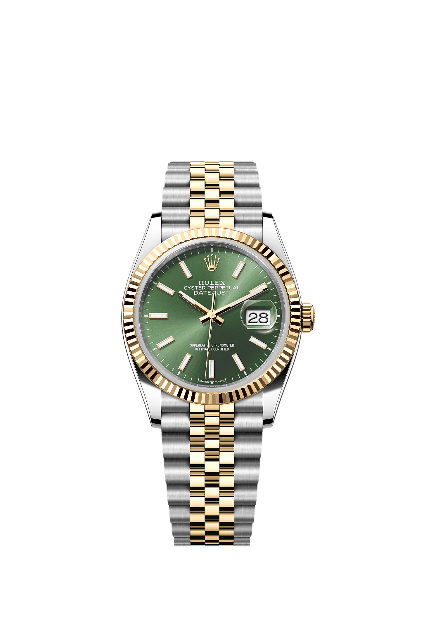Datejust 36, Oyster, 36 มม., Oystersteel และทองคำ, หน้าปัด : สีเขียวมะกอก, Rolex