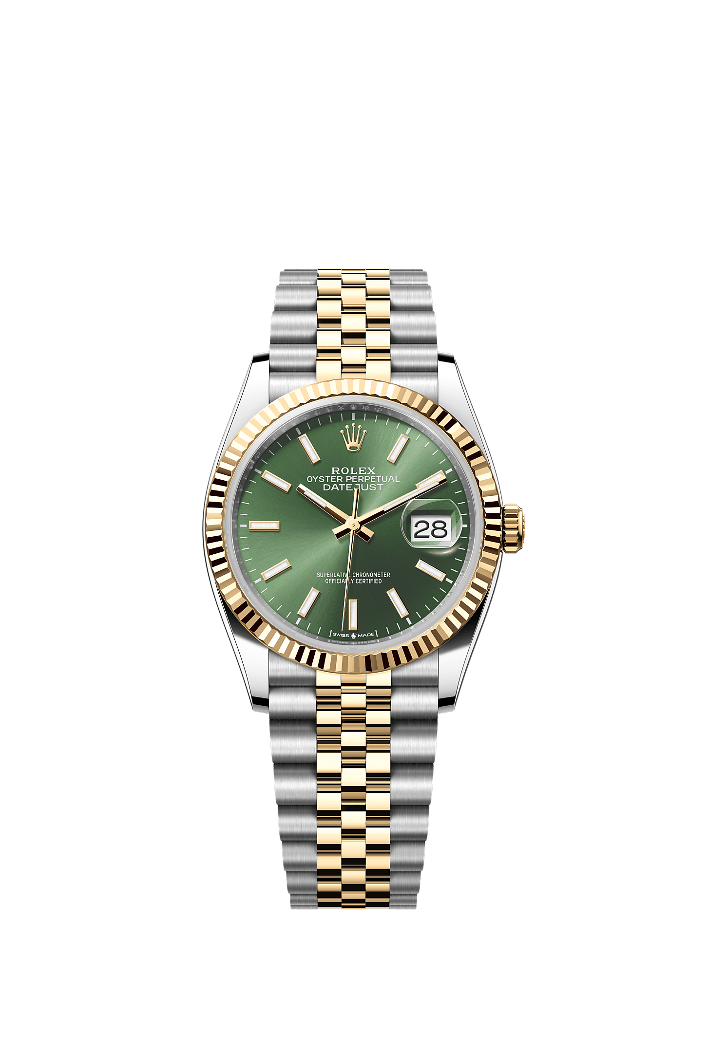 Datejust 36, Oyster, 36 mm, acciaio Oystersteel e oro giallo, Quadrante : Verde oliva, Rolex