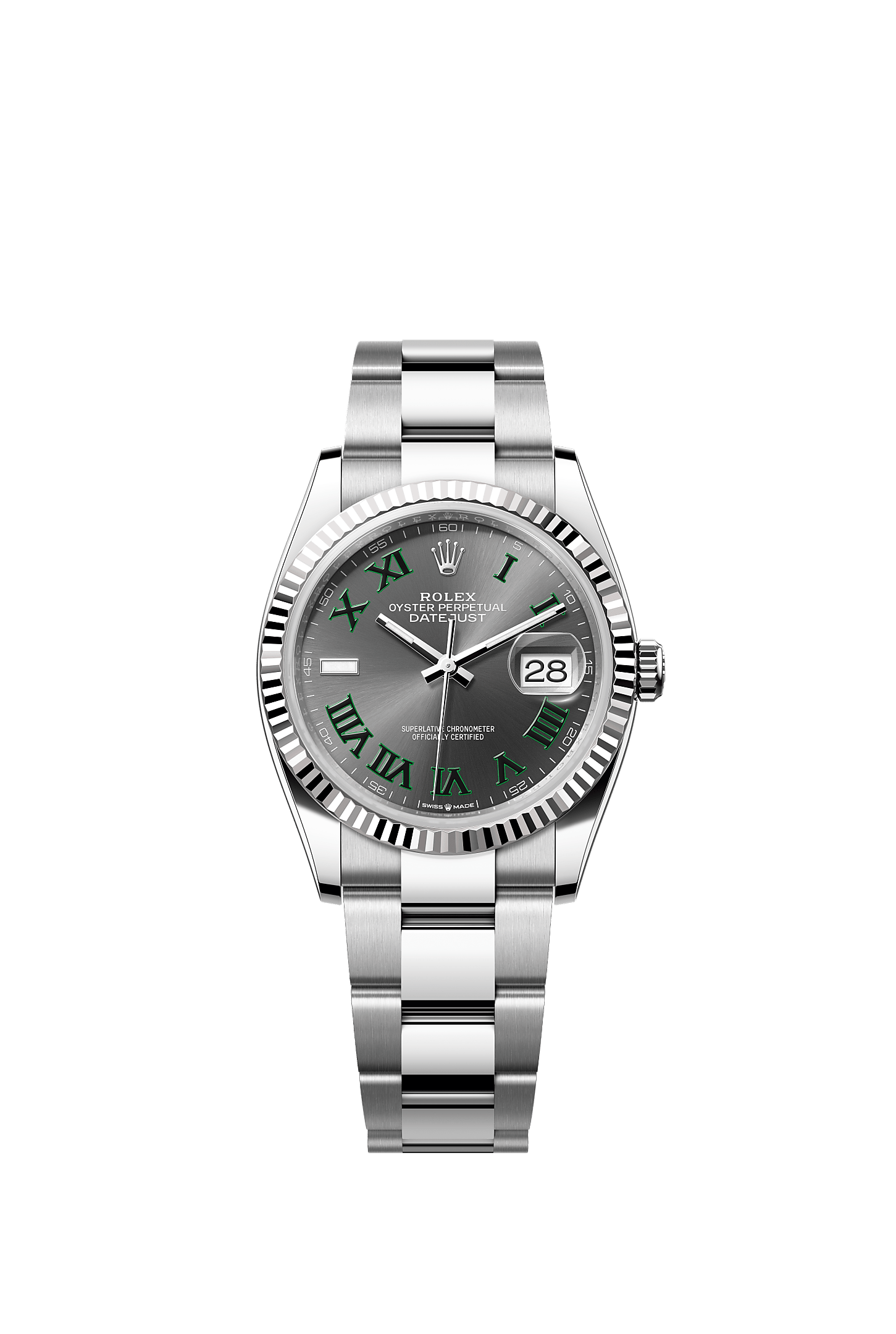 Datejust 36, Oyster, 36 мм, сталь Oystersteel и белое золото, Циферблат : Темно-серый, Rolex