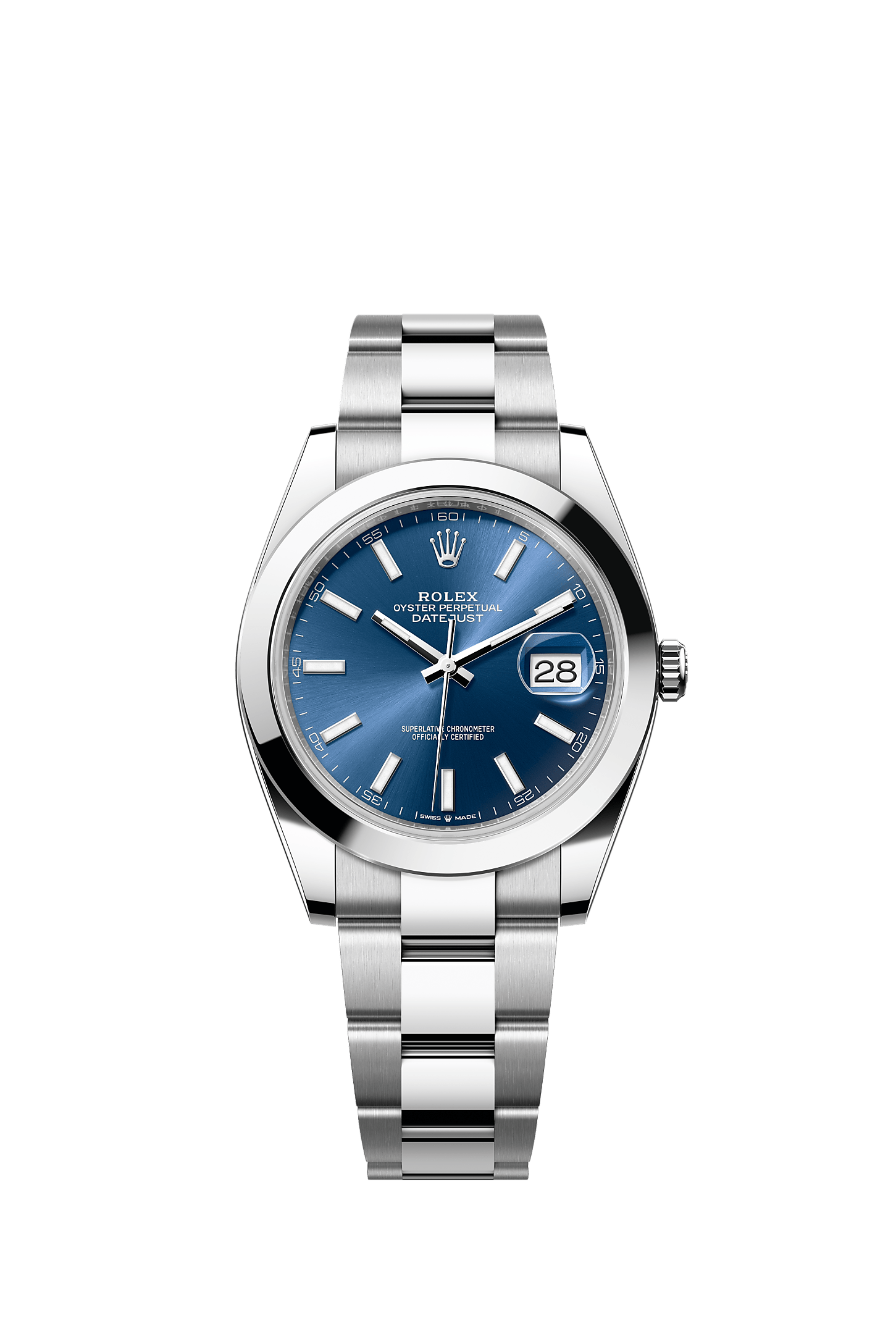 Datejust 41, Oyster, 41 mm, thép Oystersteel, Mặt đồng hồ : màu xanh sáng, Rolex