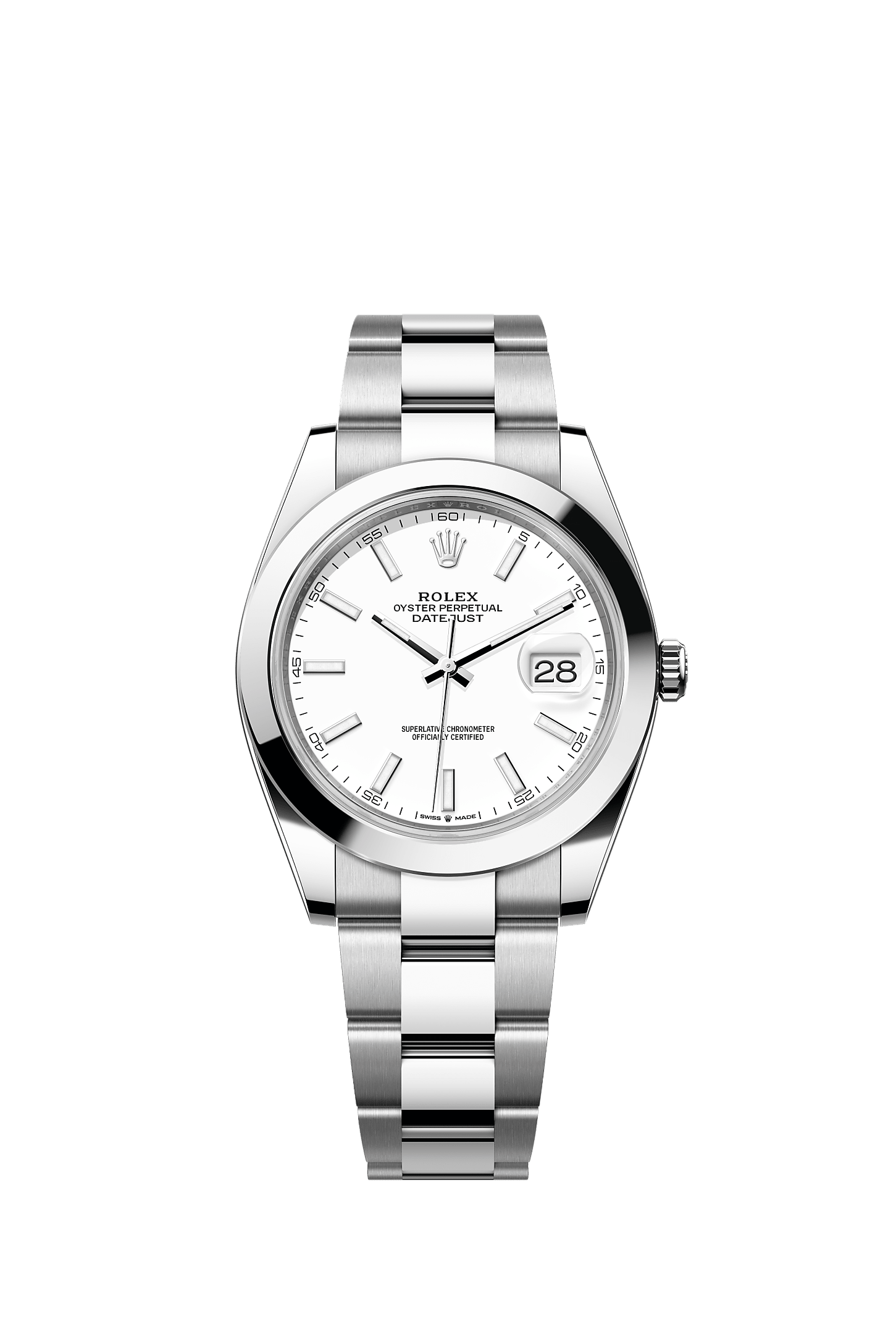 Datejust 41, Oyster, 41 mm, Oystersteel, Wijzerplaat : Wit, Rolex
