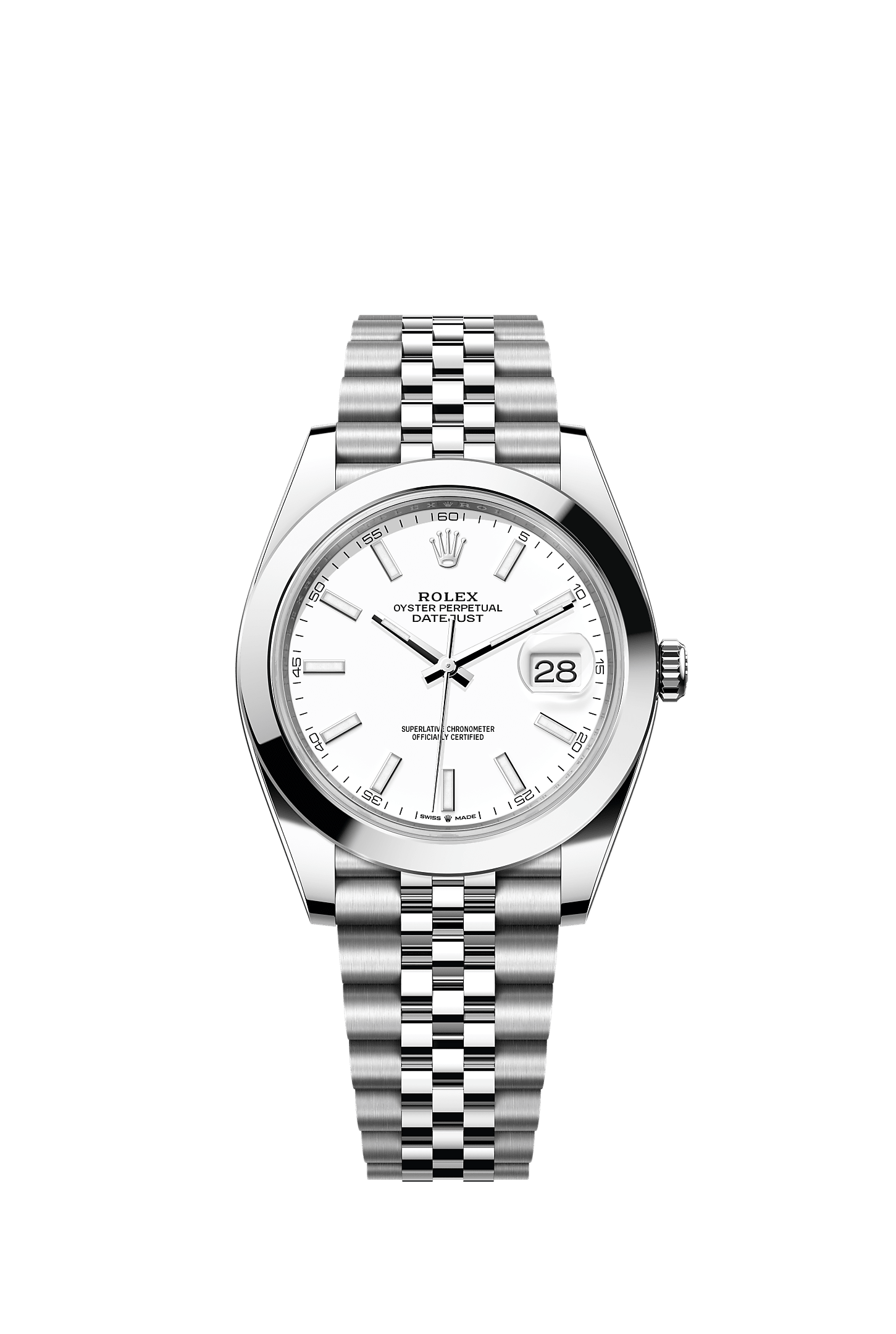Datejust 41, Oyster, 41 มม., Oystersteel, หน้าปัด : สีขาว, Rolex