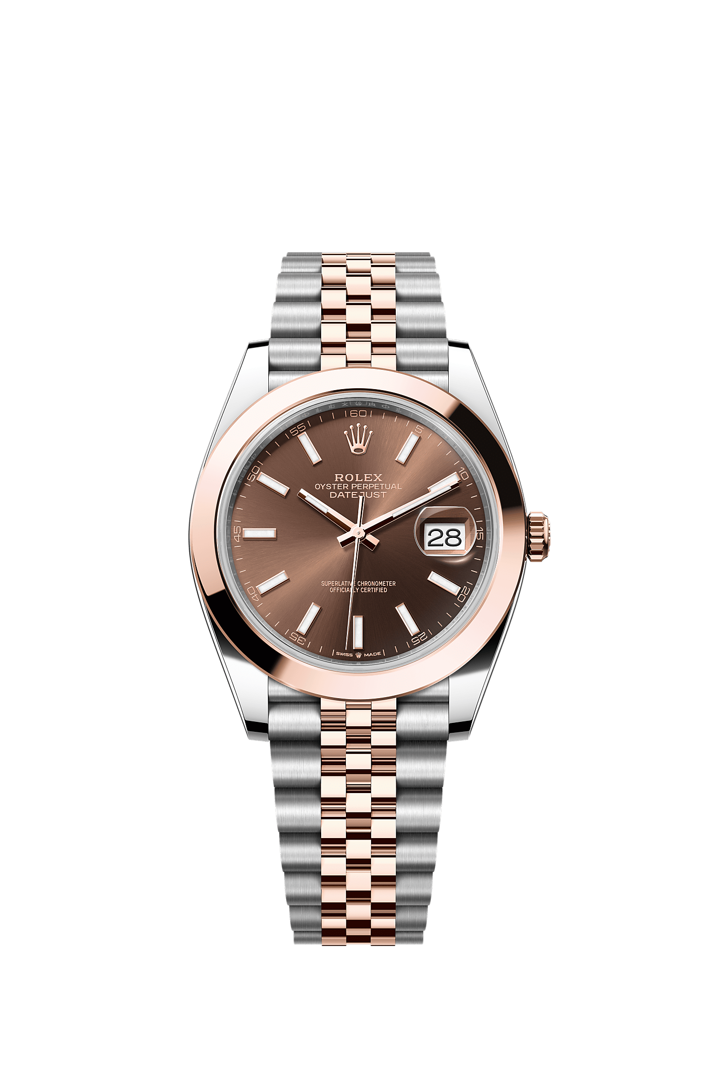 Datejust 41, Oyster, 41 mm, aço Oystersteel e ouro Everose, Mostrador : Chocolate, Rolex
