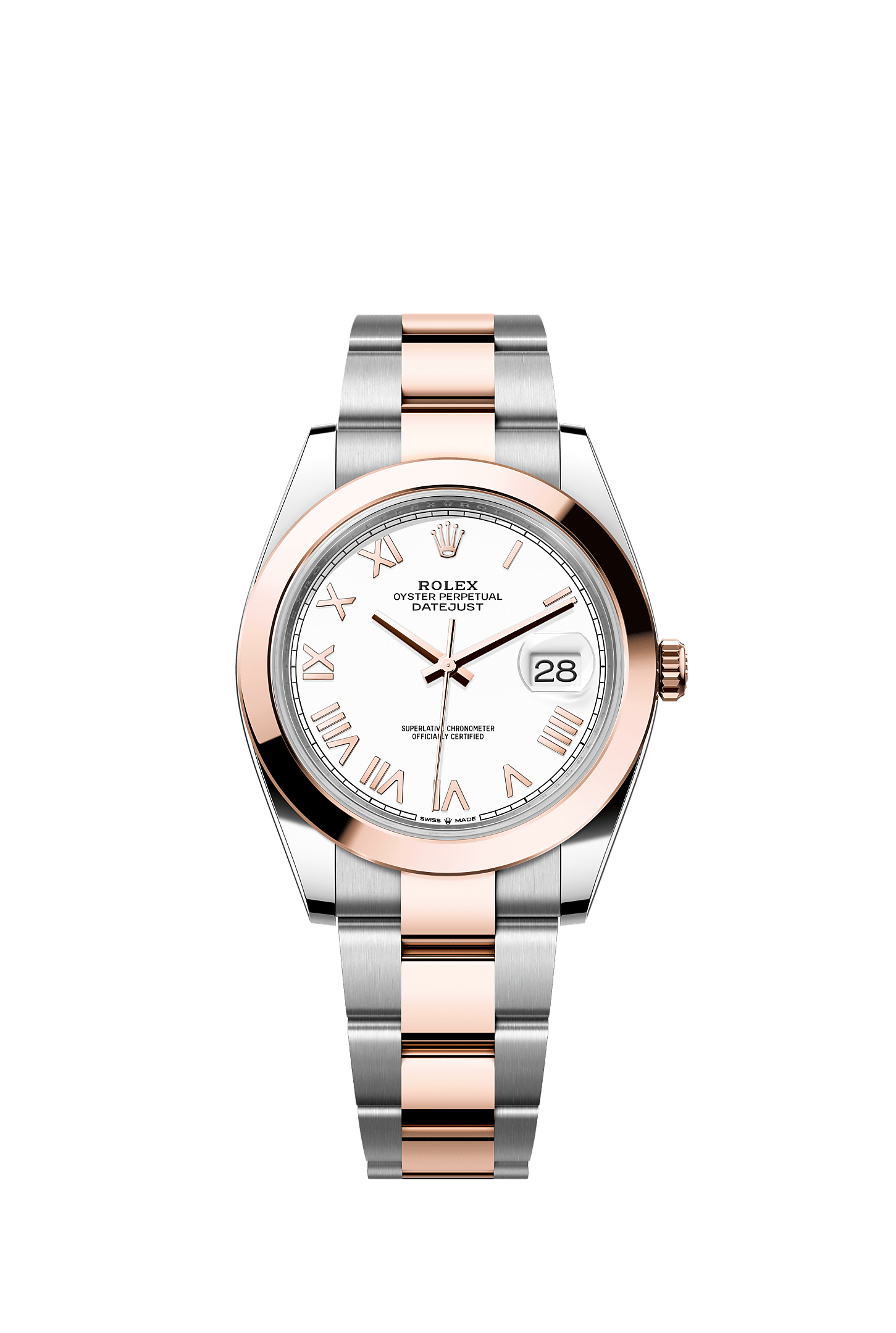 Datejust 41, Oyster, 41 มม., Oystersteel และเอเวอร์โรสโกลด์, หน้าปัด : สีขาว, Rolex