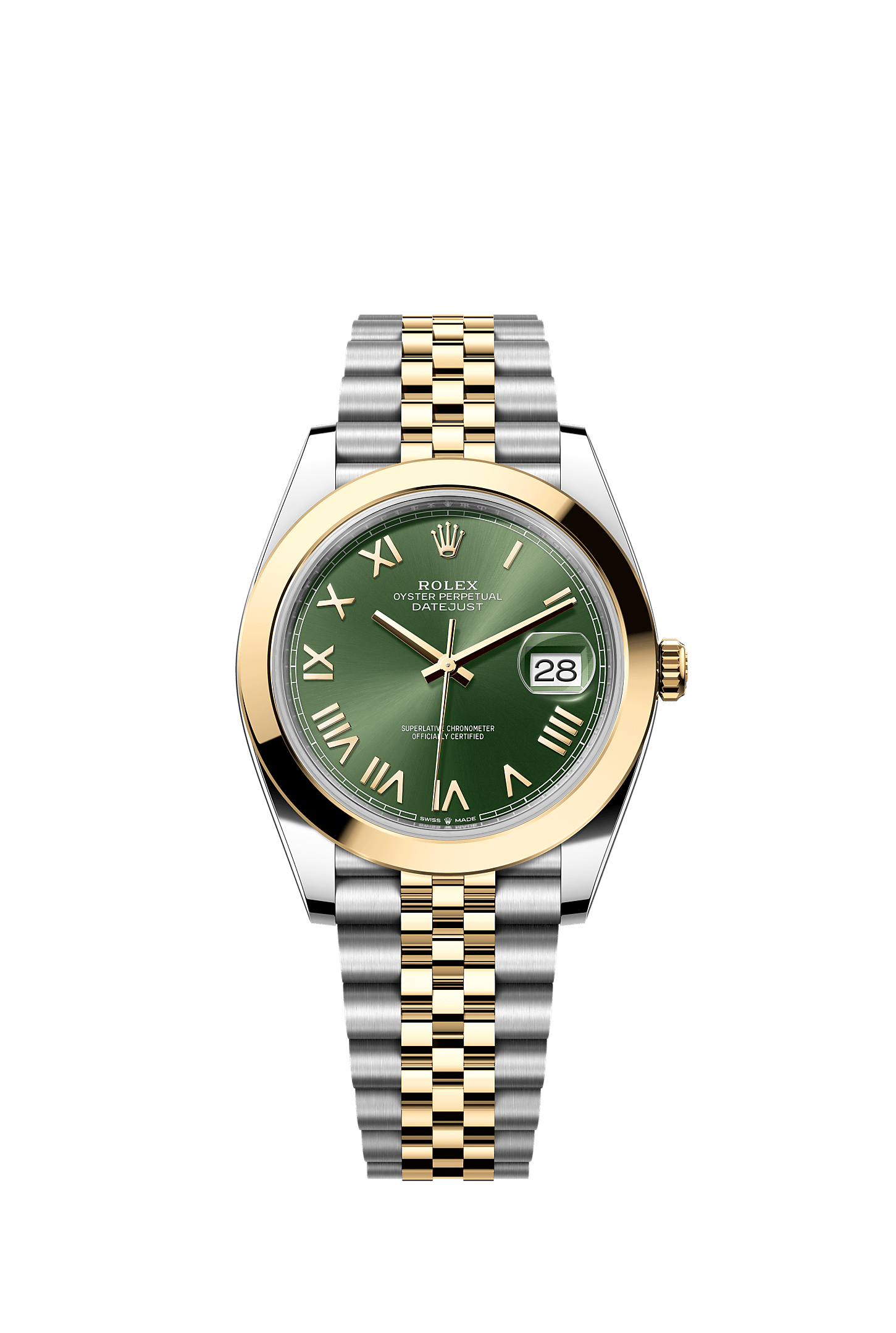 Datejust 41, Oyster, 41 mm, acciaio Oystersteel e oro giallo, Quadrante : Verde oliva, Rolex
