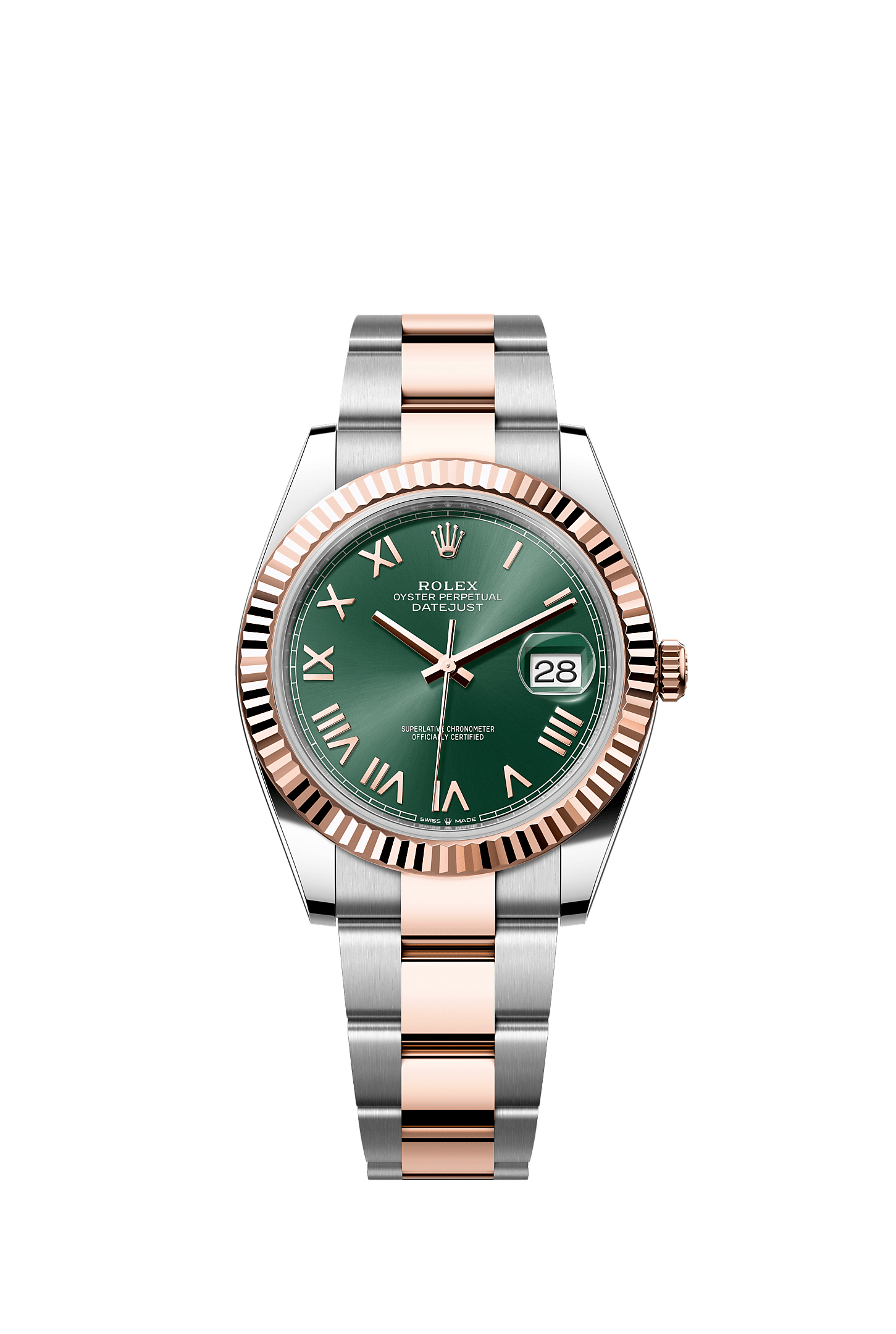 Datejust 41, Oyster, 41 mm, acero Oystersteel y oro Everose, Esfera : Verde menta, Rolex