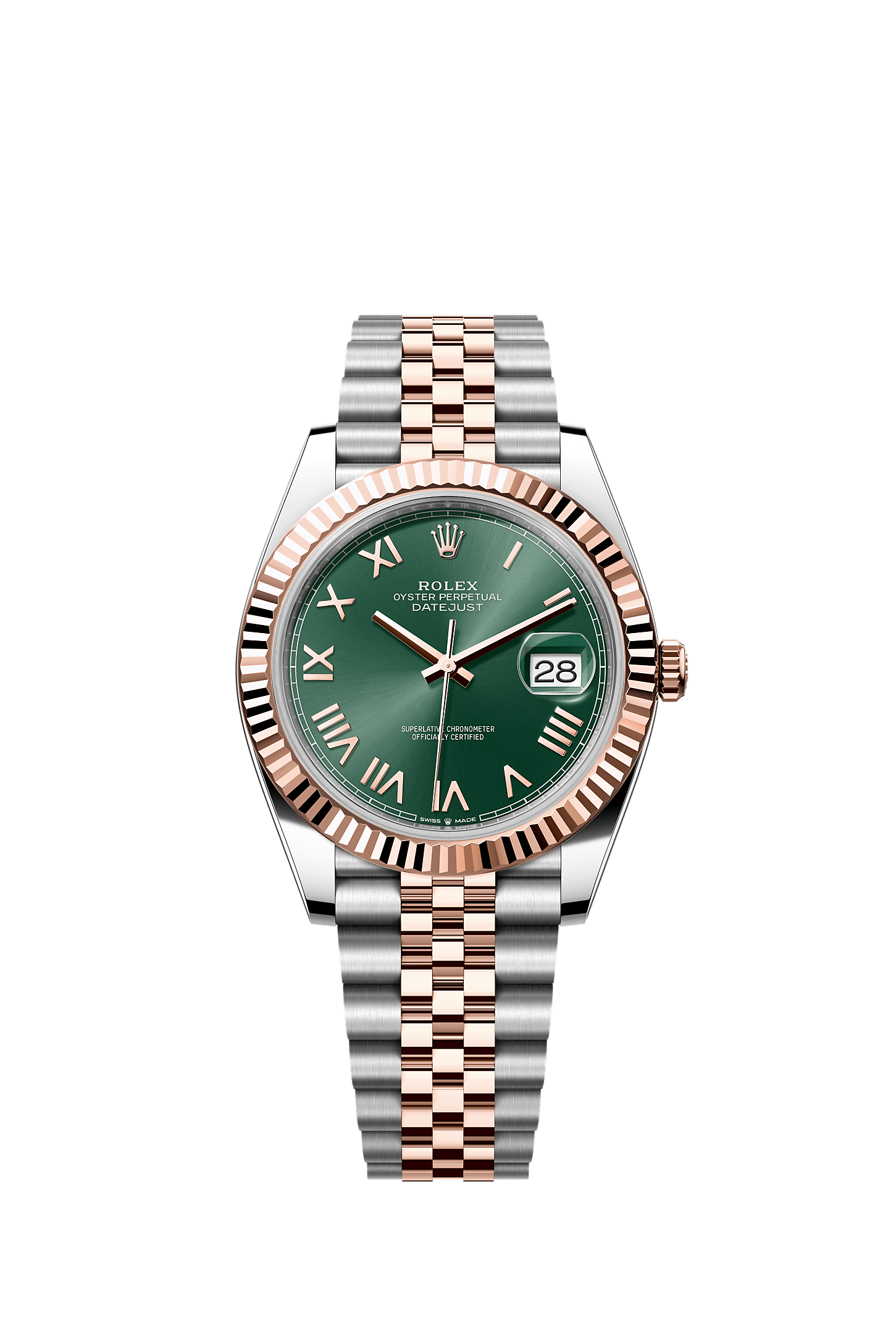 Datejust 41, Oyster, 41 มม., Oystersteel และเอเวอร์โรสโกลด์, หน้าปัด : สีเขียวมิ้นต์, Rolex