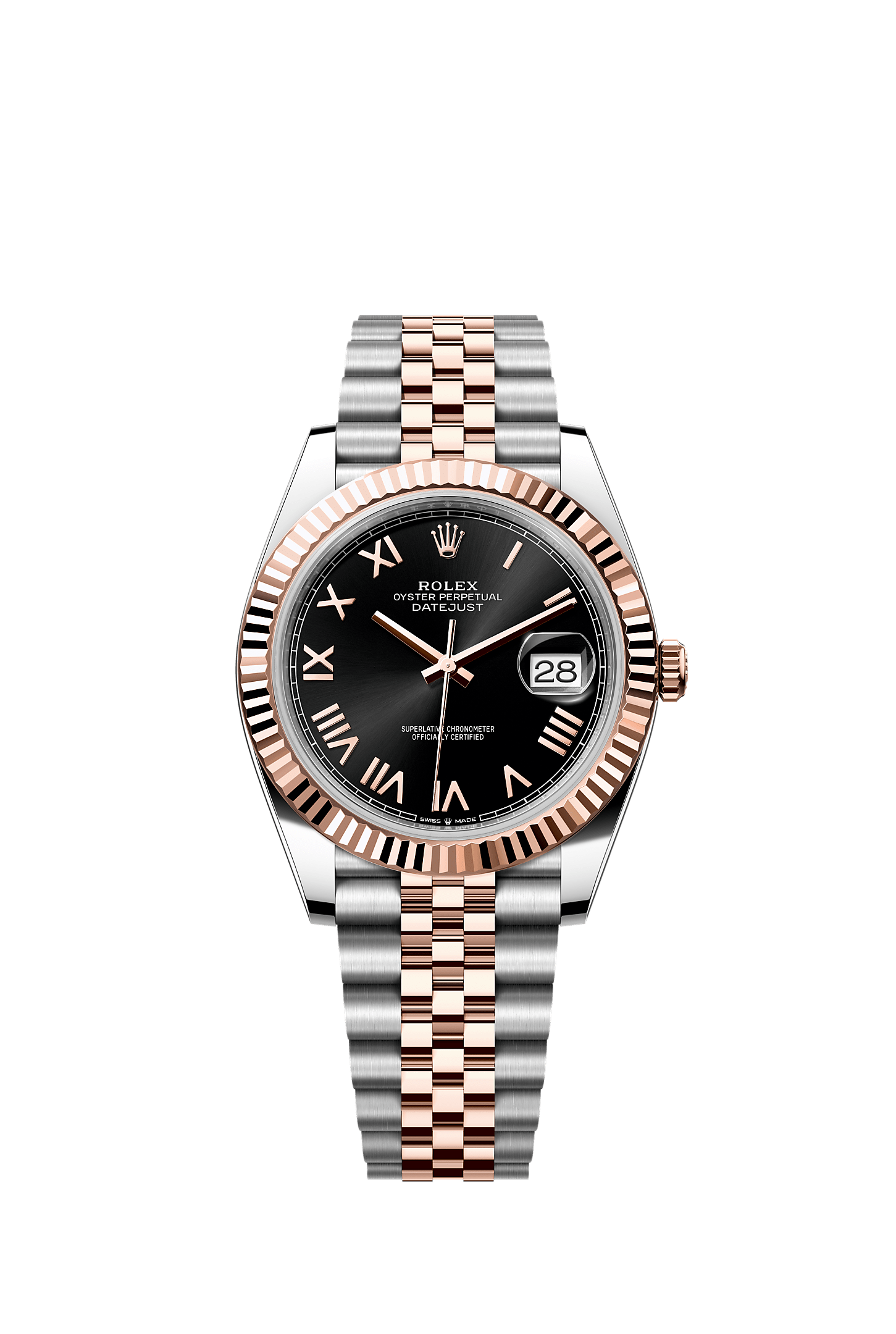 Datejust 41, Oyster, 41 mm, Oystersteel and Everose gold, Dial : Bright black, Rolex