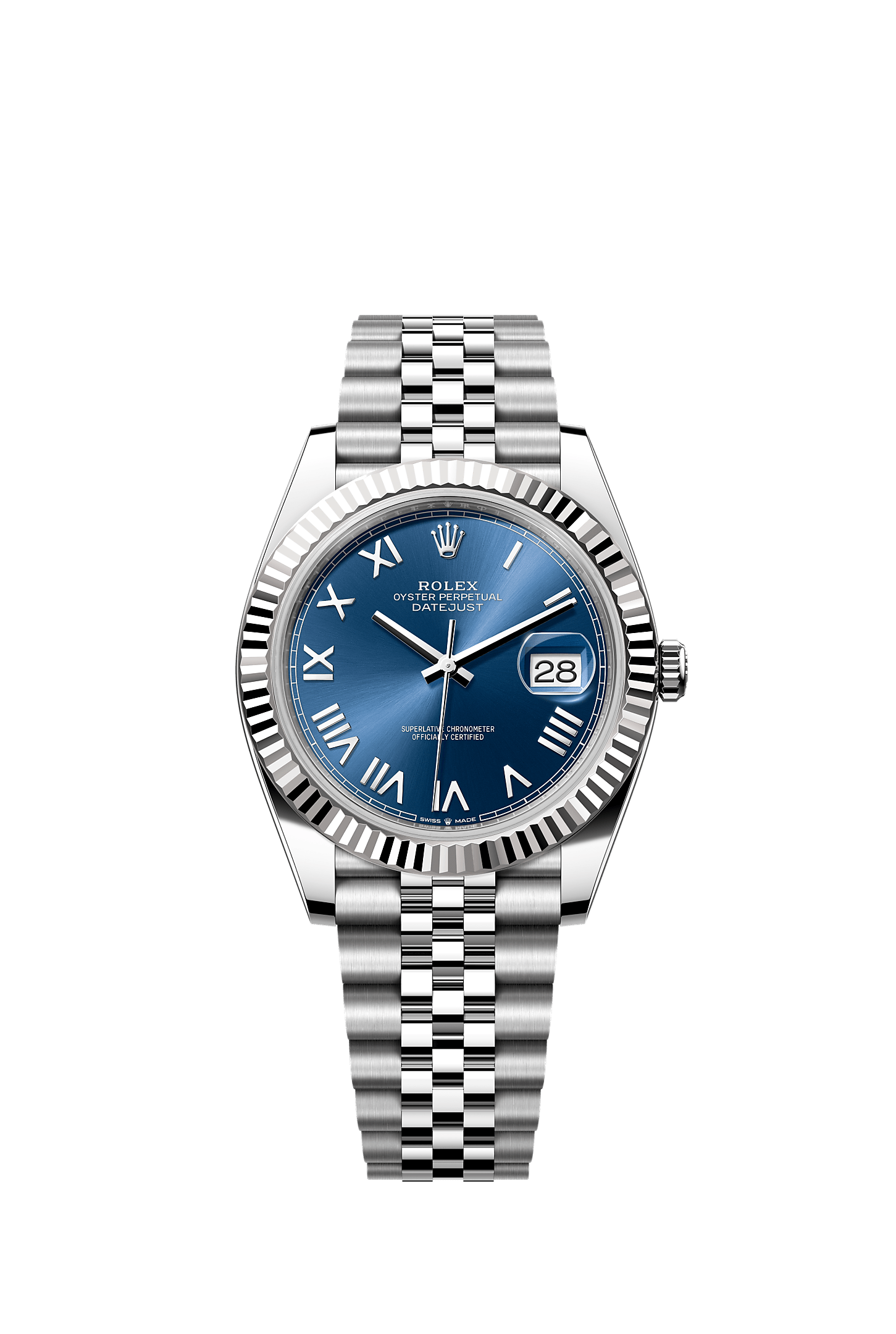 Datejust 41, Oyster, 41 mm, acciaio Oystersteel e oro bianco, Quadrante : Blu vivo, Rolex