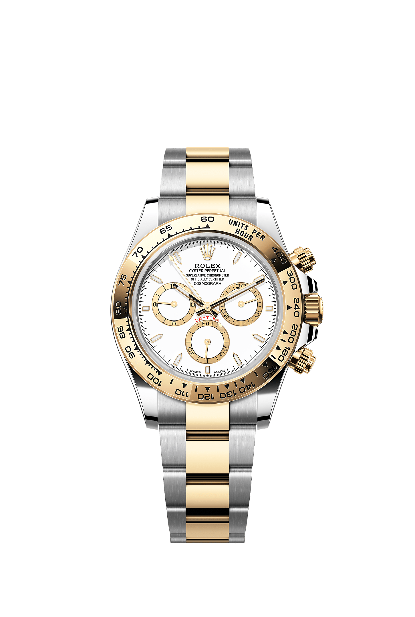 Cosmograph Daytona, Oyster, 40 mm, Oystersteel and yellow gold, Dial : White, golden counter rings, Rolex