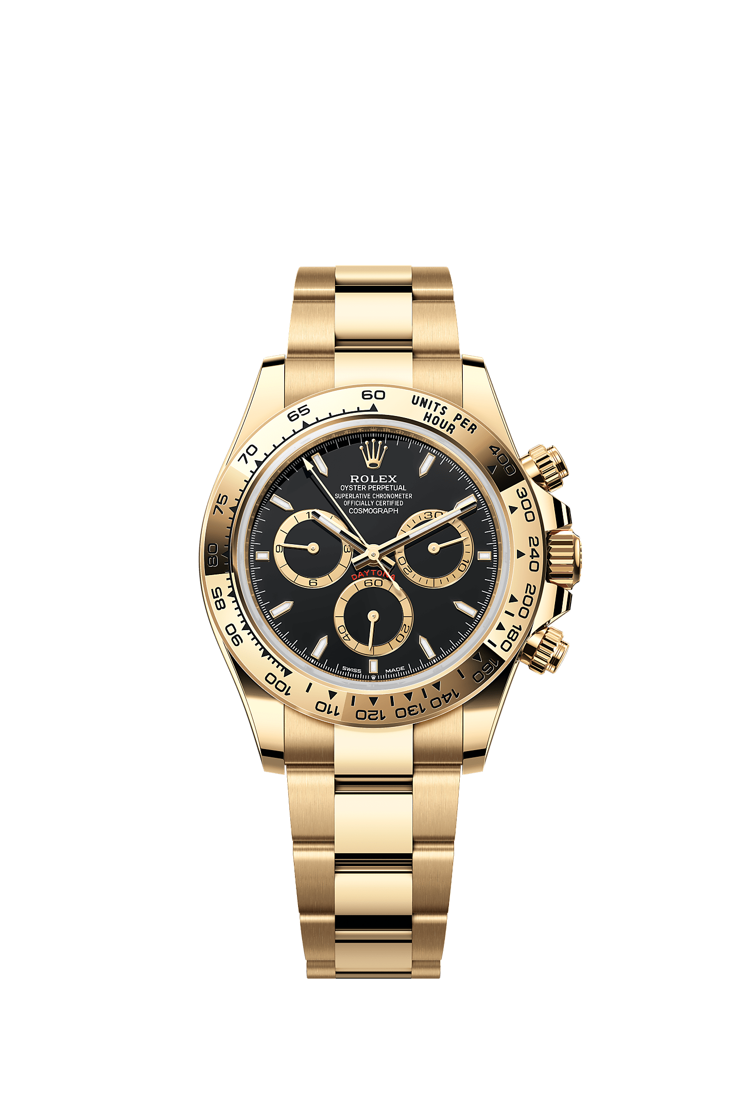 Cosmograph Daytona, Oyster, 40 mm, yellow gold, Dial : Black, golden counter rings, Rolex
