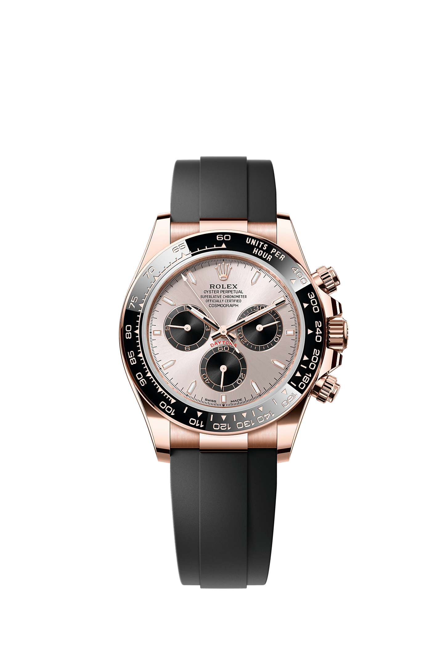 Cosmograph Daytona, Oyster, 40 mm, Everose-goud, Wijzerplaat : Sundust en helderzwart, Rolex