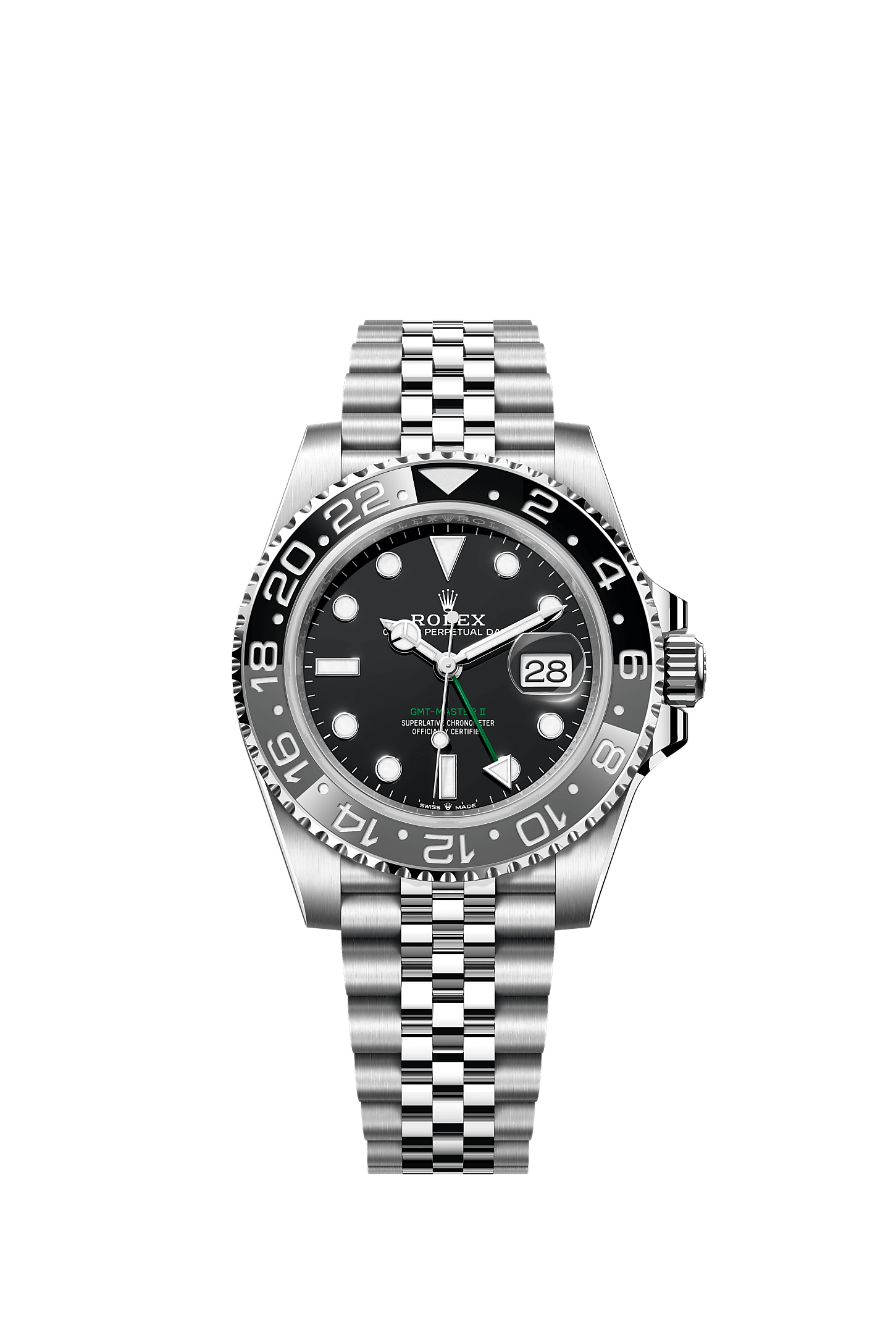 GMTマスター Ⅱ, オイスター、40 mm、オイスタースチール, ダイアル : ブラック, Rolex