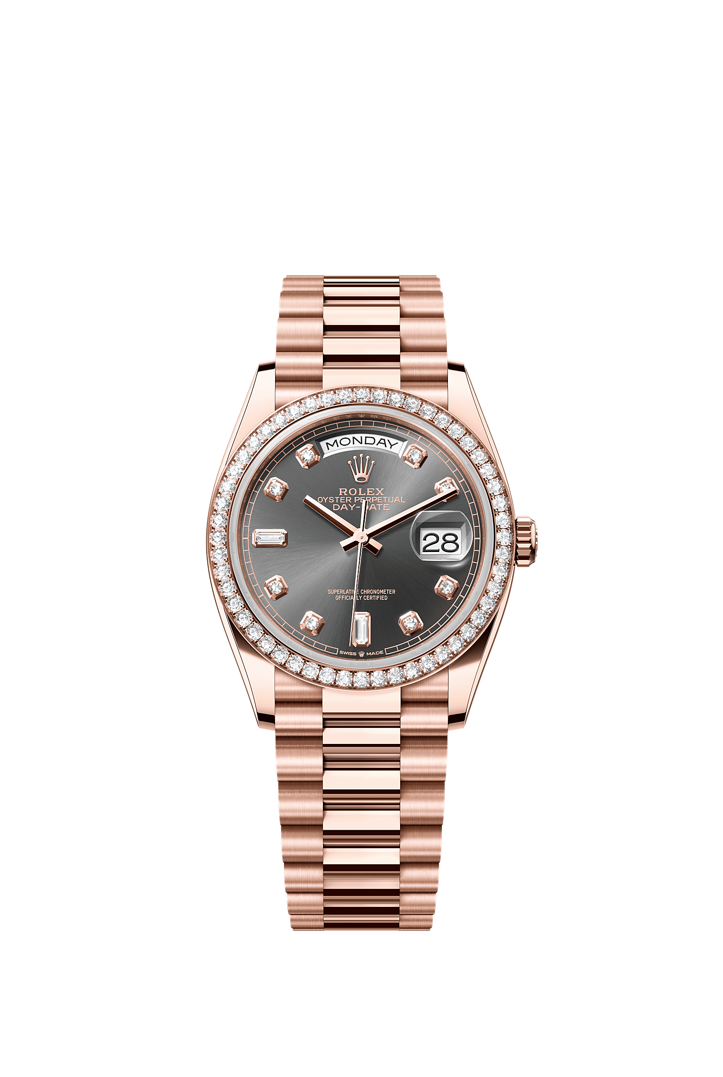Day-Date 36, Oyster, 36 mm, oro Everose e diamanti, Quadrante : Ardesia con diamanti, Rolex