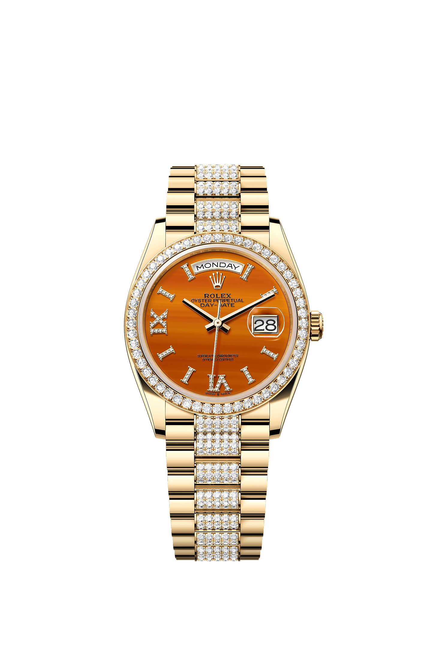 Day-Date 36, Oyster, 36 mm, sarı altın ve pırlanta, Kadran : Pırlantalı akik, Rolex