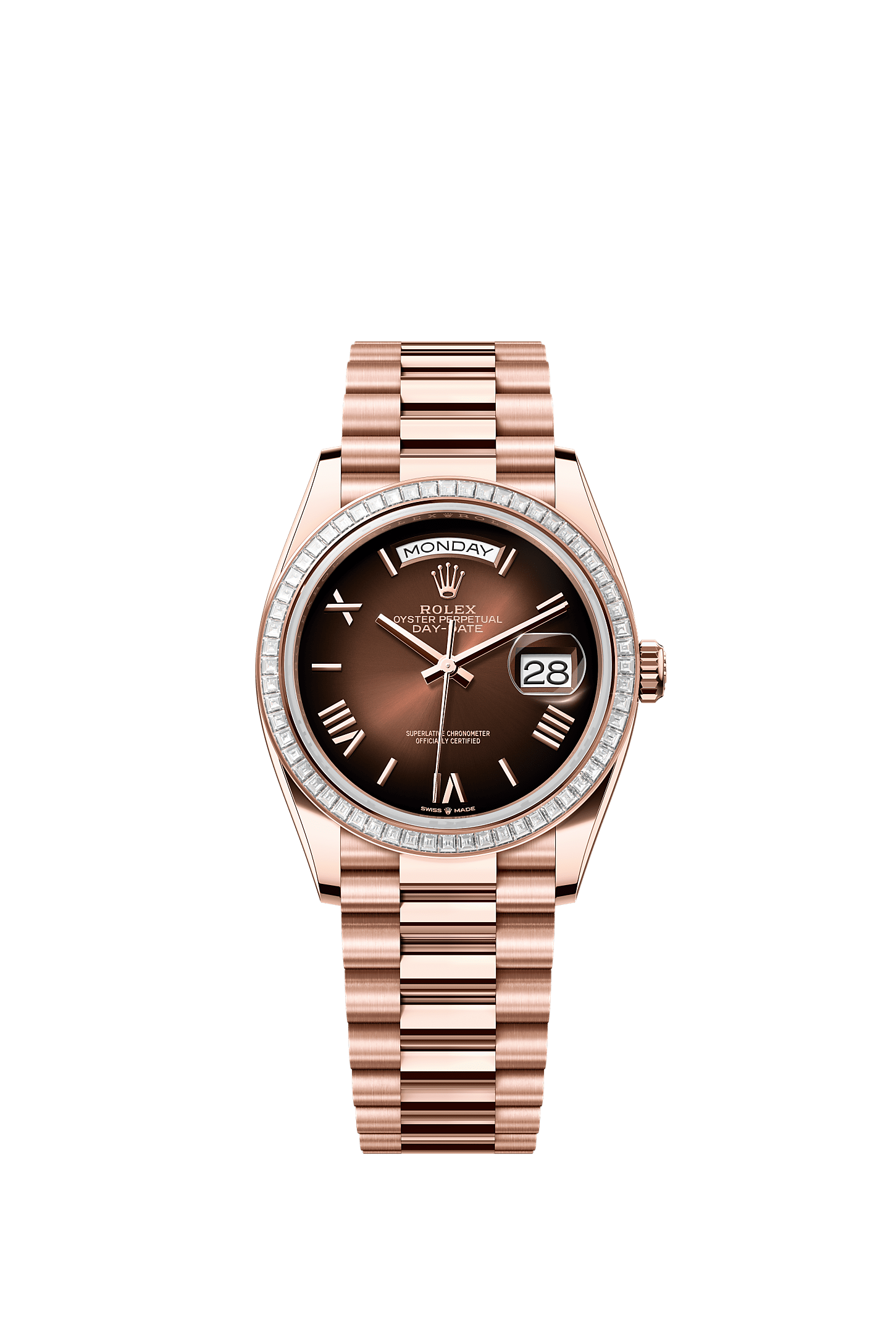 Day-Date 36, Oyster, 36 мм, золото Everose и бриллианты, Циферблат : Коричневый ombré, Rolex