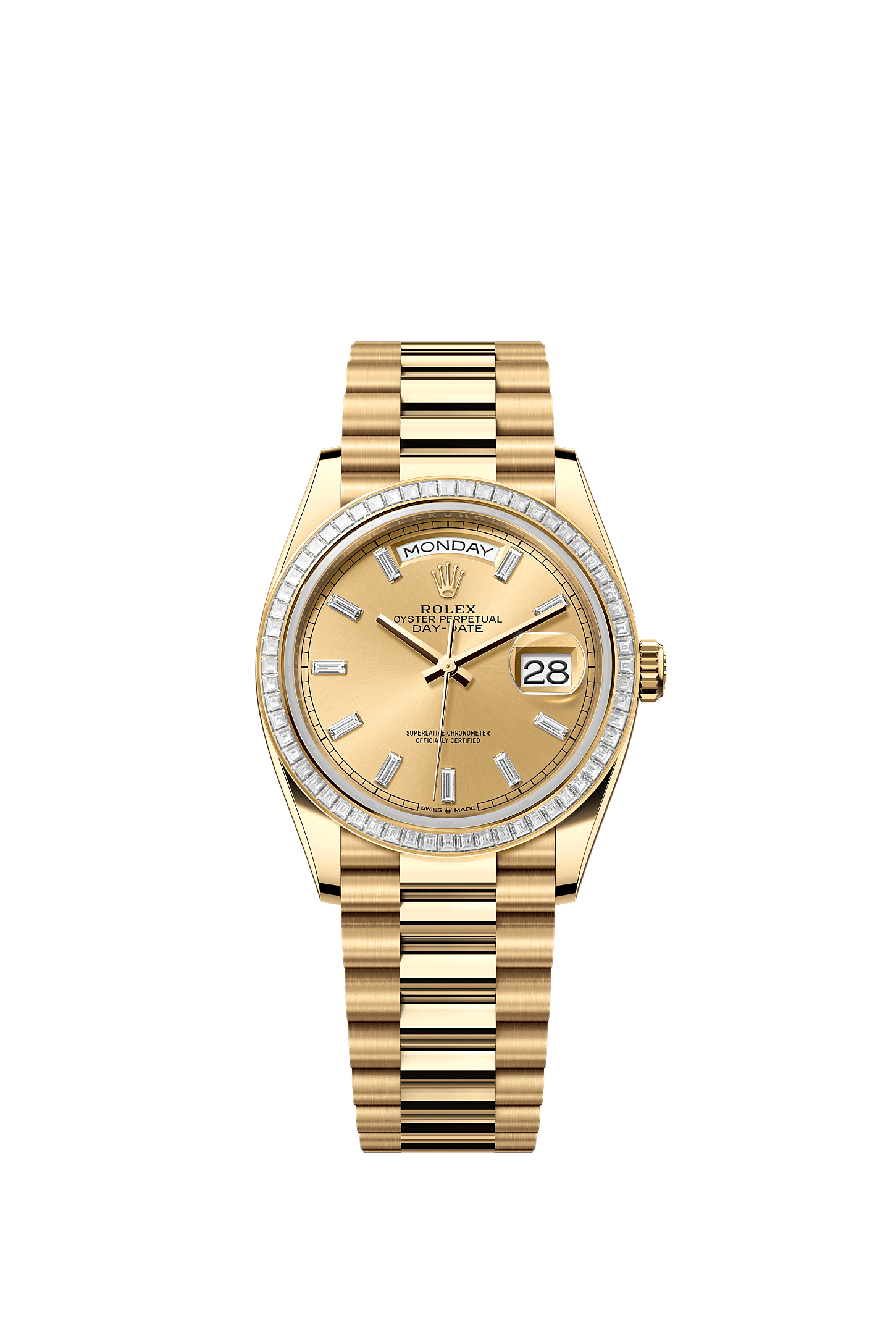 Day-Date 36, Oyster, 36 mm, sarı altın ve pırlanta, Kadran : Pırlantalı, şampanya rengi, Rolex