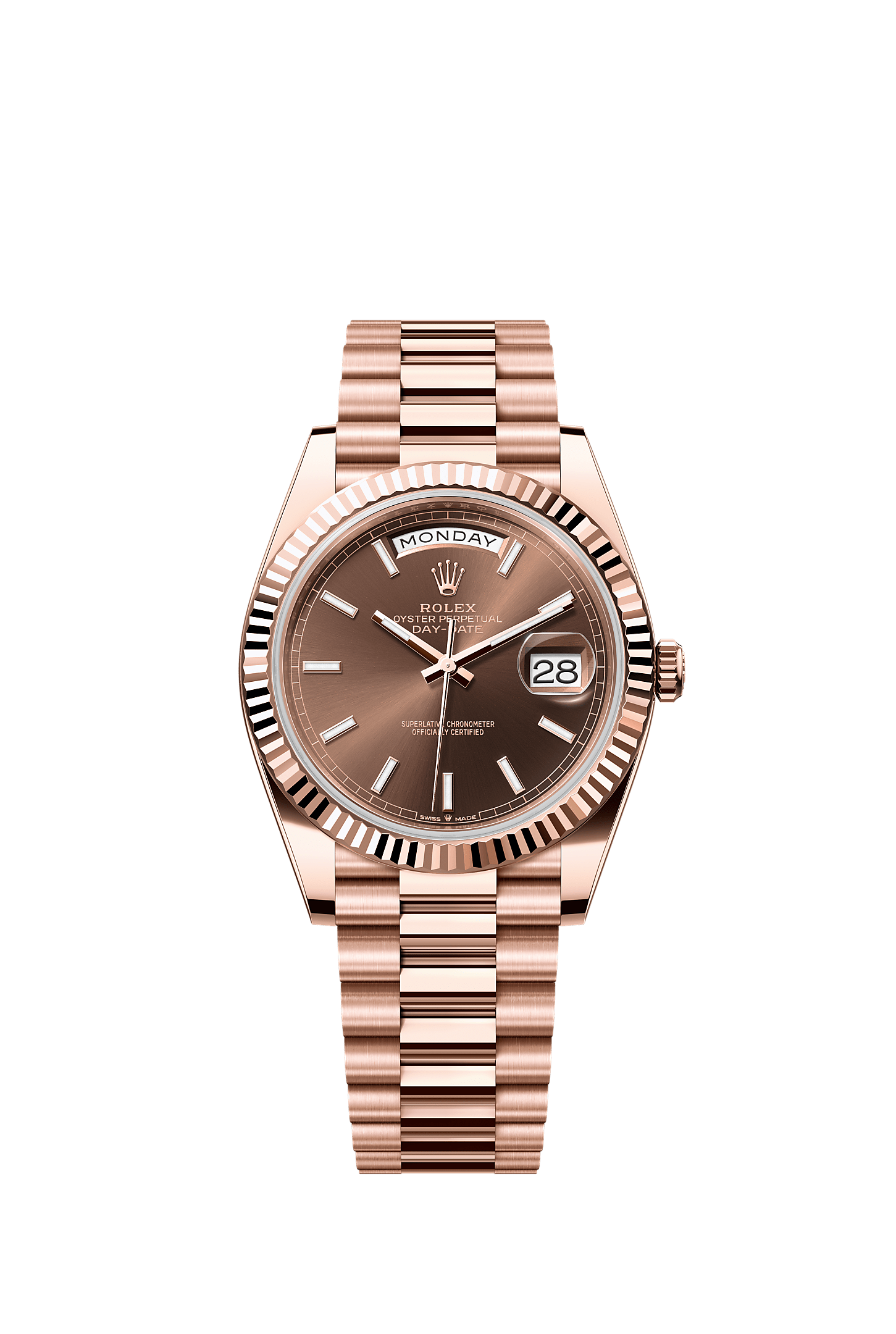 Day-Date 40, Oyster, 40 mm, Everose gold, Dial : Chocolate, Rolex