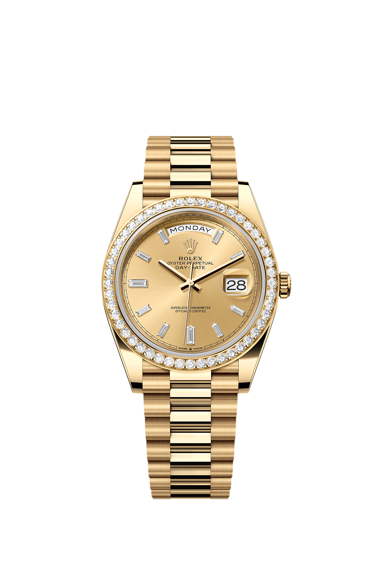 Day-Date 40, Oyster, 40 mm, yellow gold and diamonds, Dial : Champagne-colour set with diamonds, Rolex