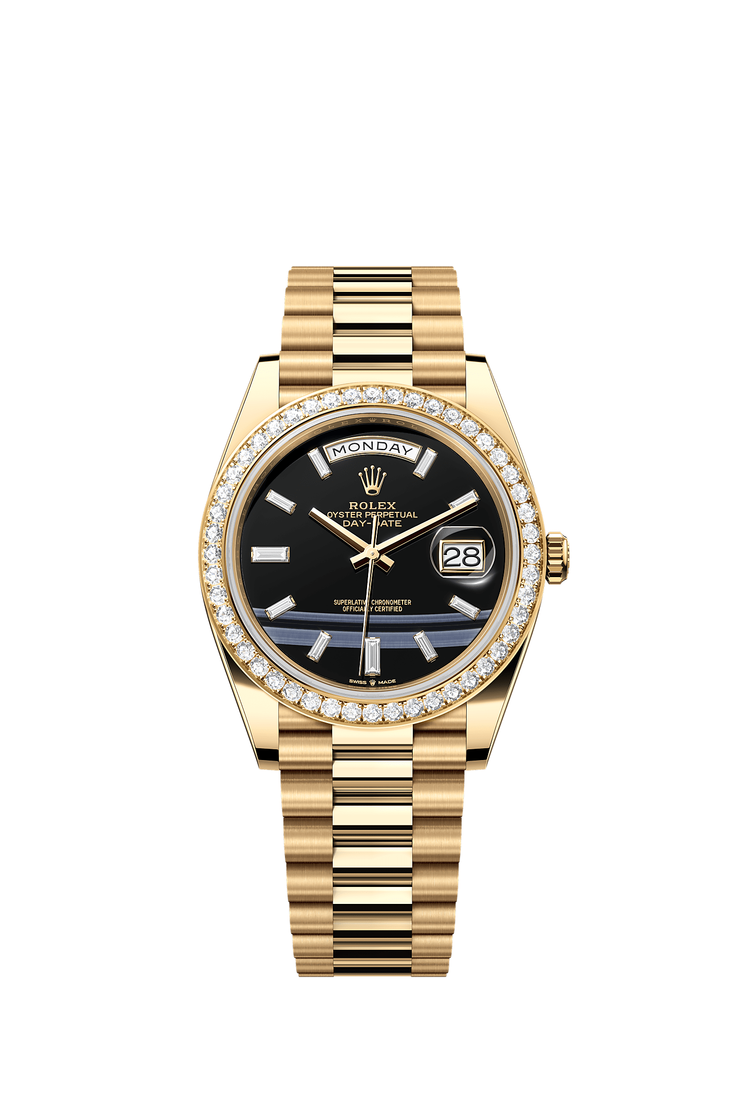 Day-Date 40, Oyster, 40 мм, желтое золото и бриллианты, Циферблат : Цвета оникса, бриллианты, Rolex