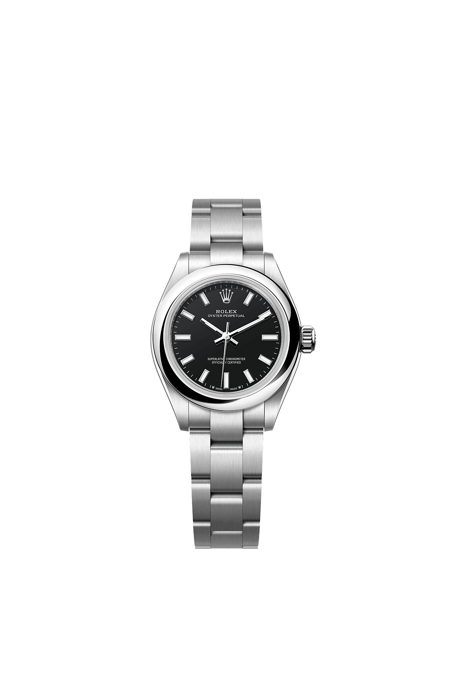 Oyster Perpetual 28, Oyster, 28 mm, Oystersteel, Dial : Black, Rolex