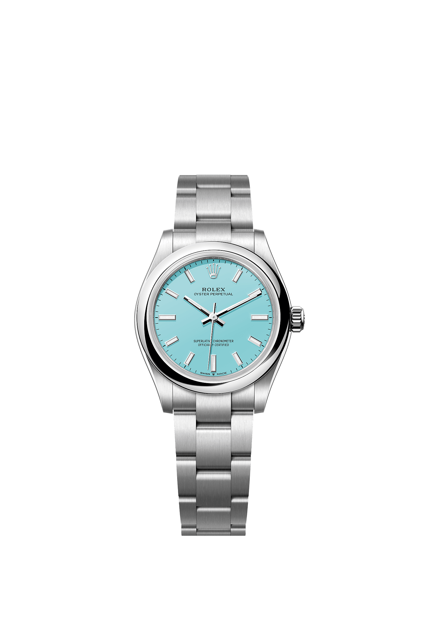 Oyster Perpetual 31, Oyster, 31 mm, acciaio Oystersteel, Quadrante : Turchese chiaro, Rolex