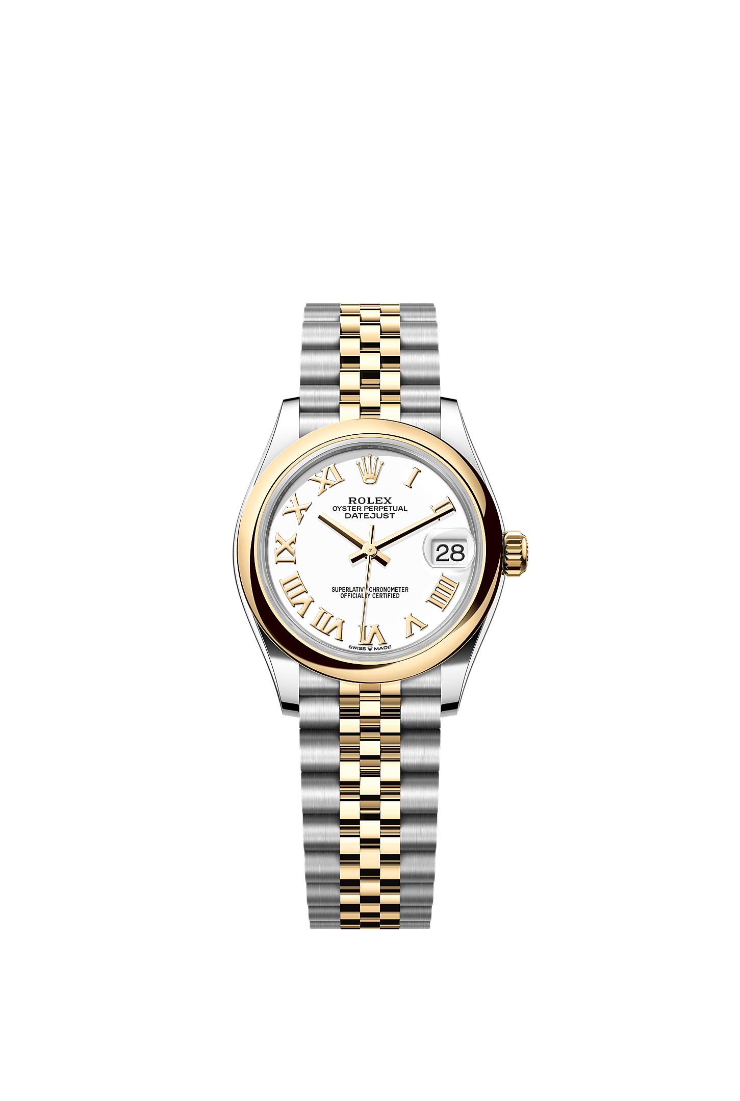 Datejust 31, Oyster, 31 mm, Oystersteel en geelgoud, Wijzerplaat : Wit, Rolex
