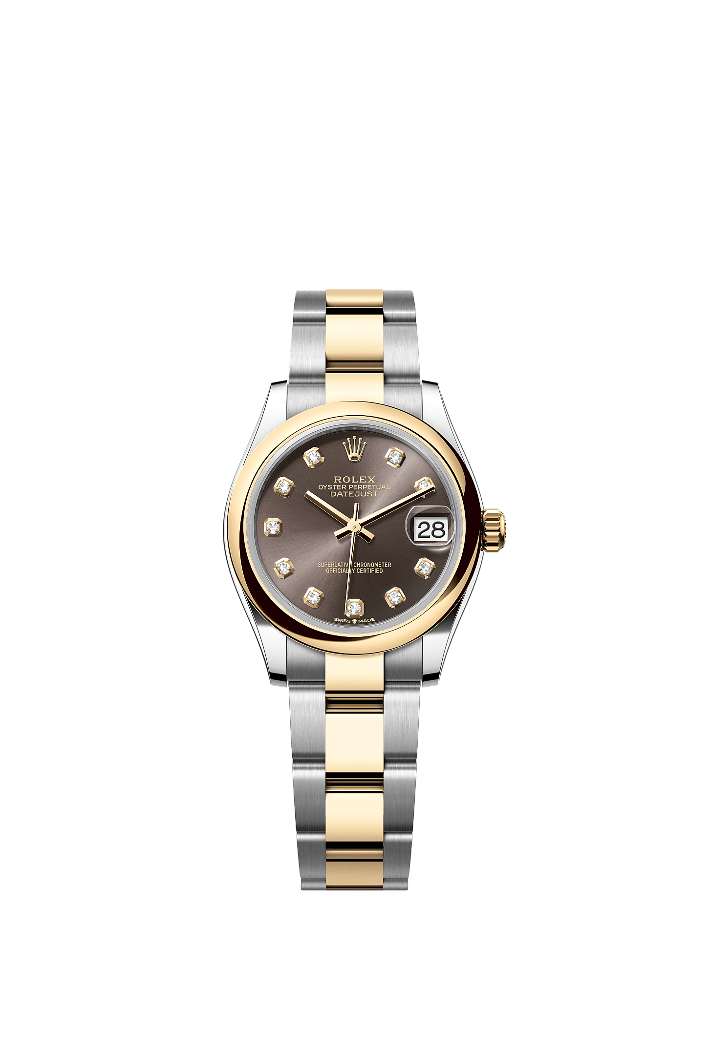 Datejust 31, Oyster, 31 mm, Oystersteel dan emas kuning, Permukaan : Kelabu tua dipasangkan dengan berlian, Rolex
