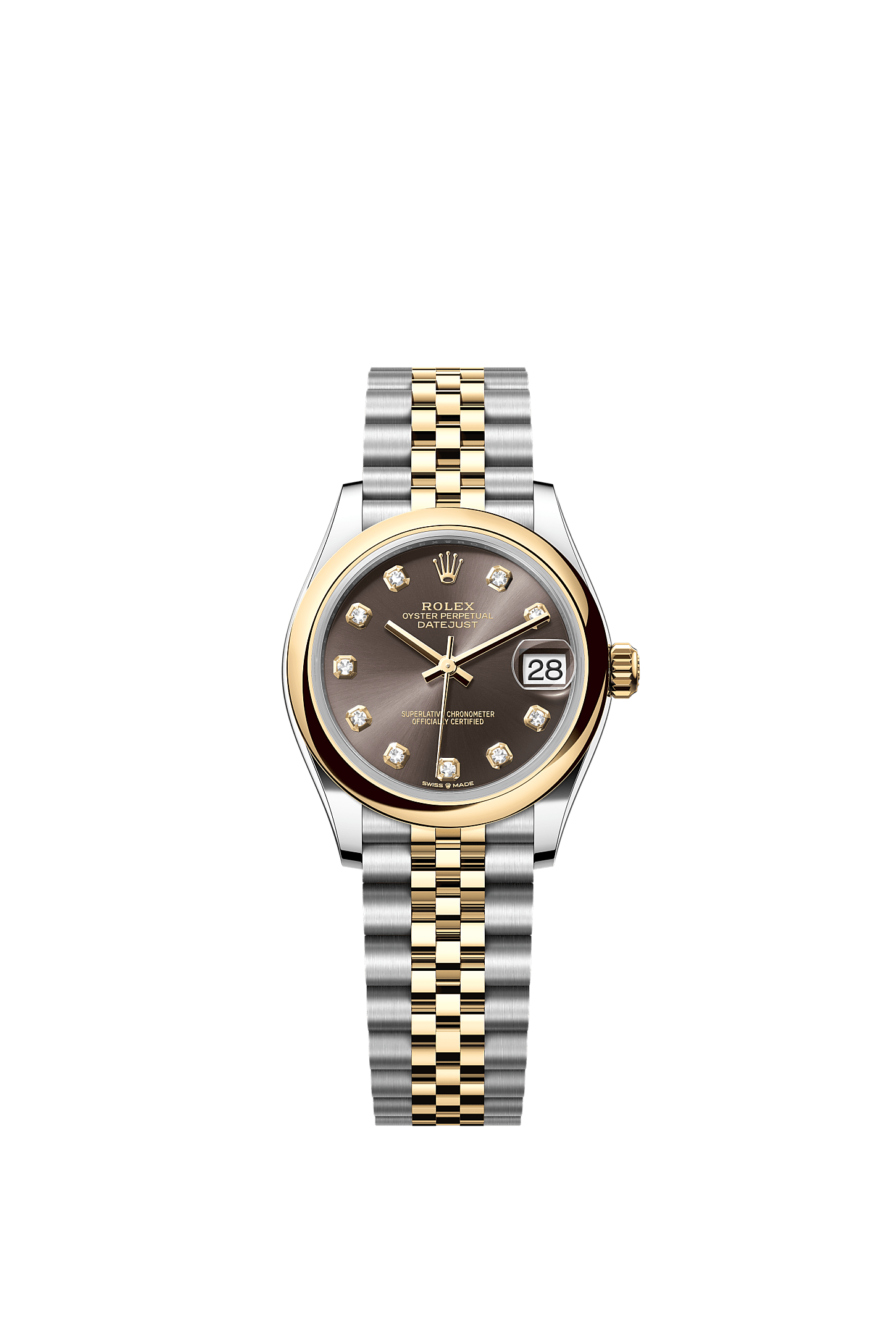 Datejust 31, Oyster, 31 mm, stal Oystersteel i żółte złoto, Tarcza : Kolor ciemnoszary, wysadzana brylantami, Rolex