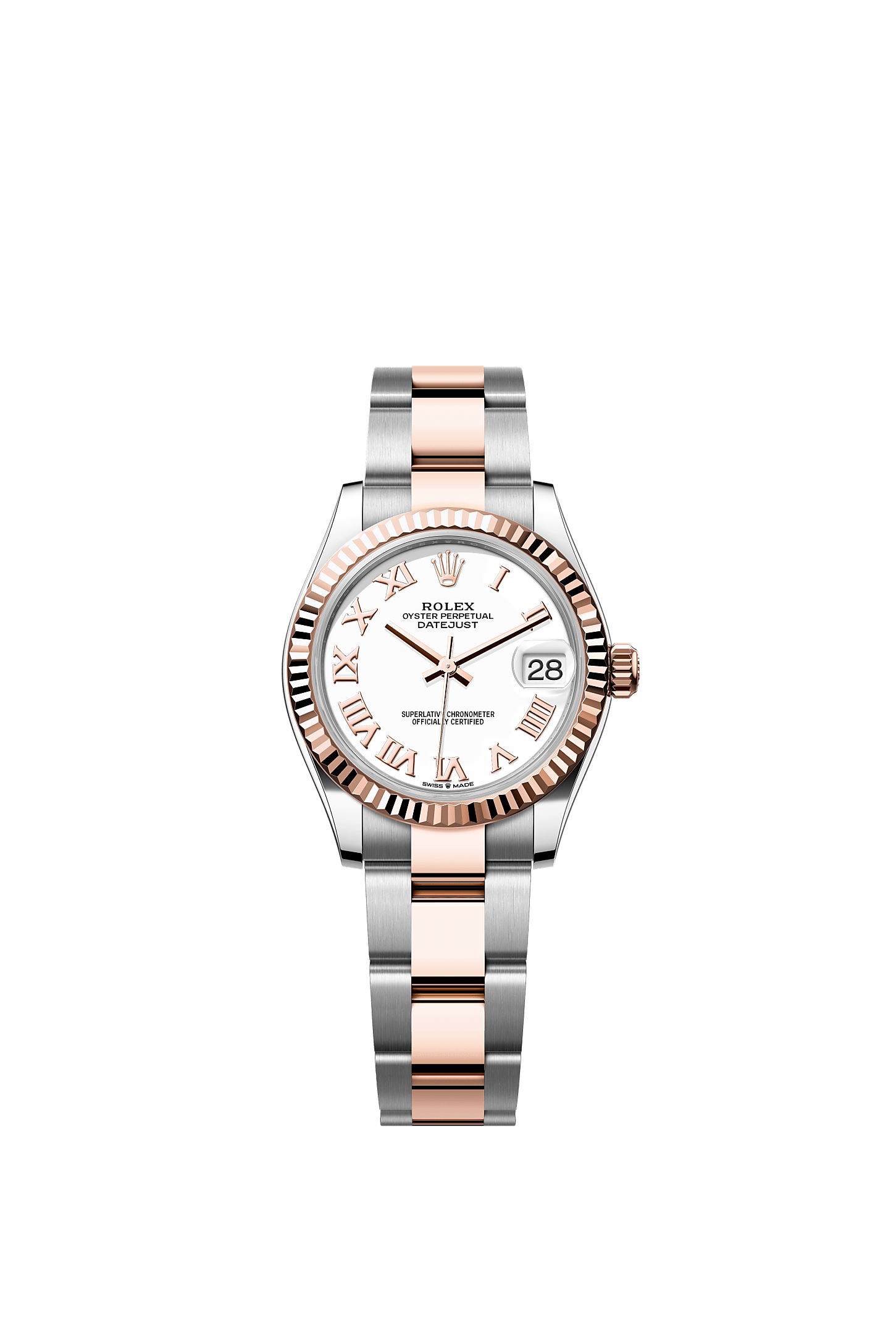 Datejust 31, Oyster, 31 mm, Oystersteel dan emas Everose, Dial : Putih, Rolex
