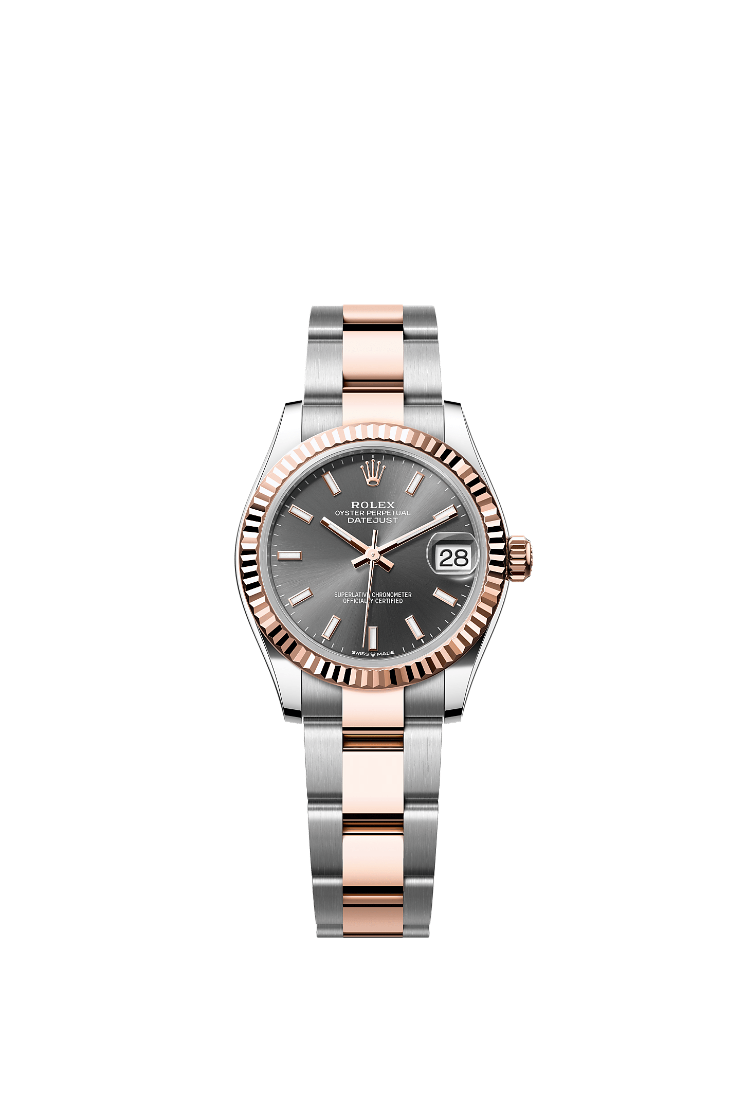 Datejust 31, Oyster, 31 mm, Edelstahl Oystersteel und Everose-Gold, Zifferblatt : Schiefergrau, Rolex