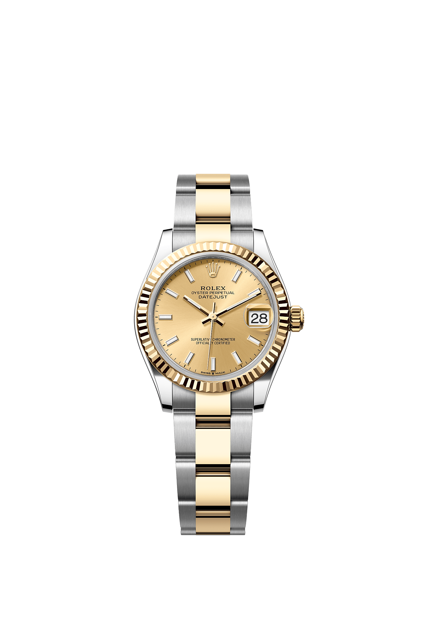 Datejust 31, Oyster, 31 mm, Oystersteel çelik ve sarı altın, Kadran : Şampanya rengi, Rolex