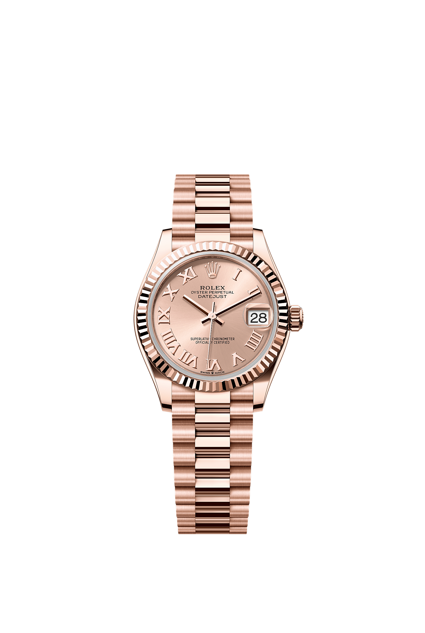 Datejust 31, Oyster, 31 mm, ouro Everose, Mostrador : Cor rosé, Rolex