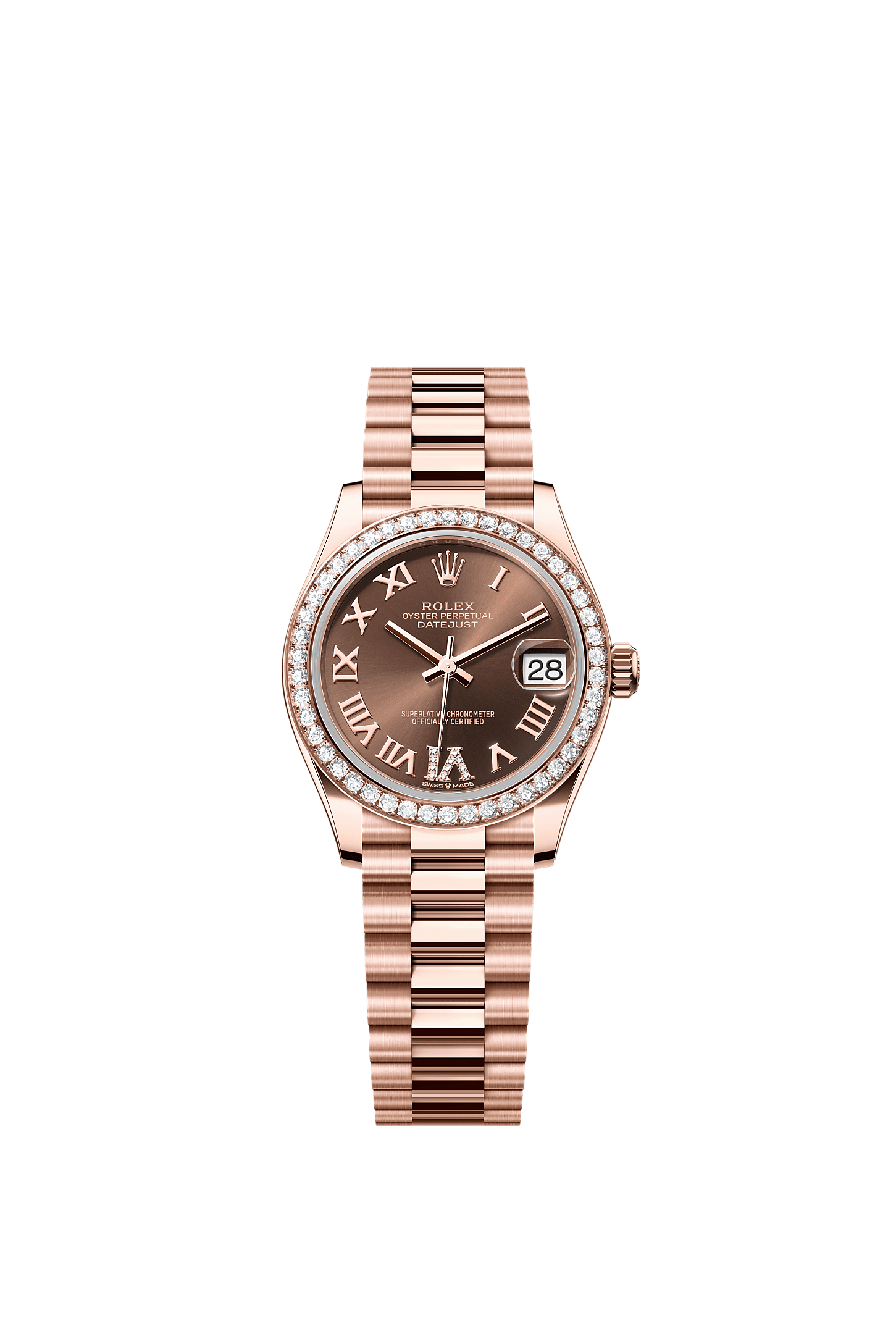Datejust 31, Oyster, 31 mm, Everose-Gold mit Diamanten, Zifferblatt : Schokoladenfarben mit Diamanten, Rolex