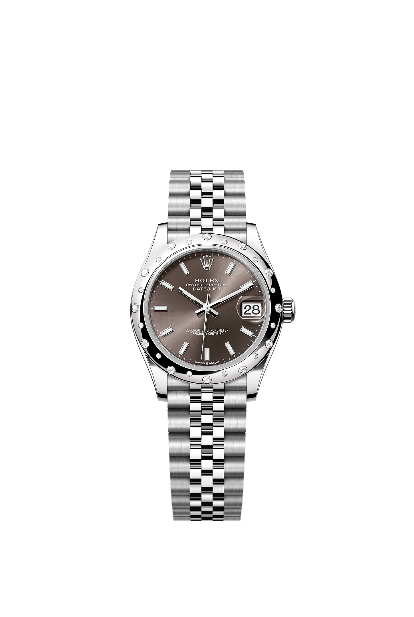 Datejust 31, Oyster, 31 mm, Edelstahl Oystersteel und Weißgold mit Diamanten, Zifferblatt : Dark grey, Rolex